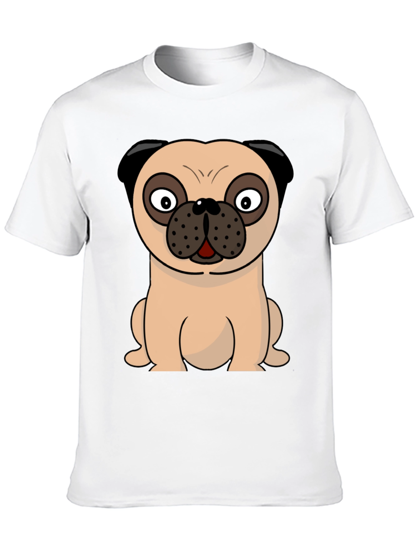 Black Cartoon Pug Graphic Tee - Men's Black T-Shirt view 10