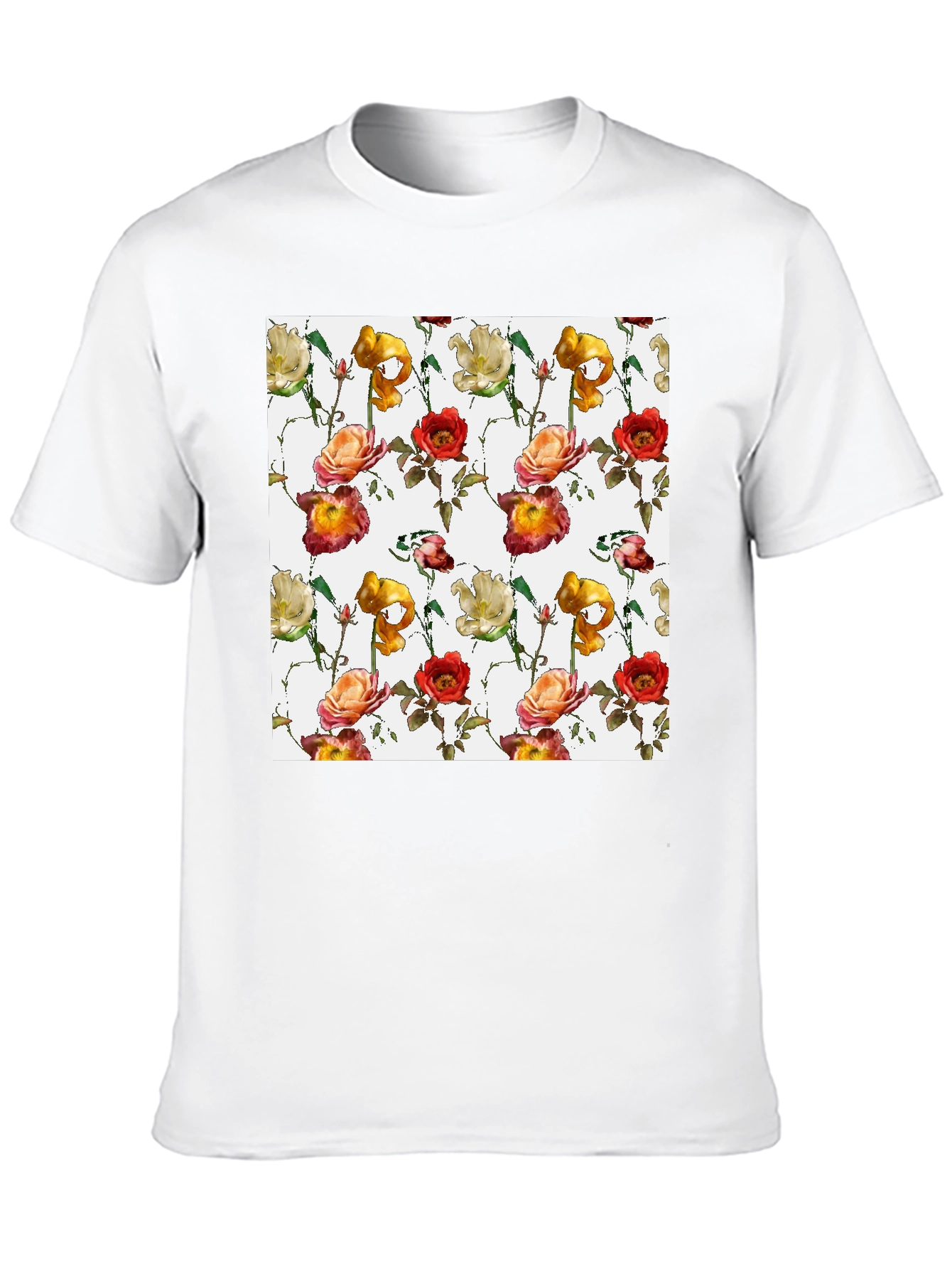 Black Floral Pattern T-Shirt view 10