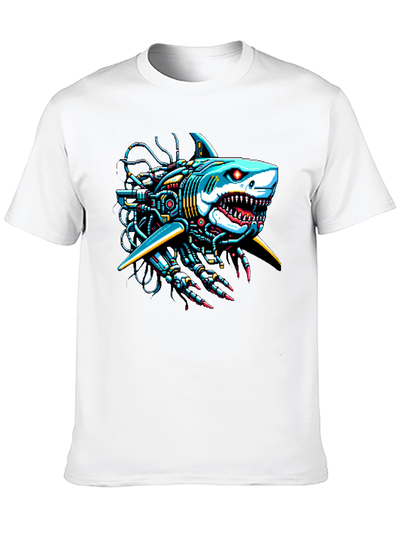 Black Cyberpunk Shark Graphic Tee - Unique & Bold Design view 10