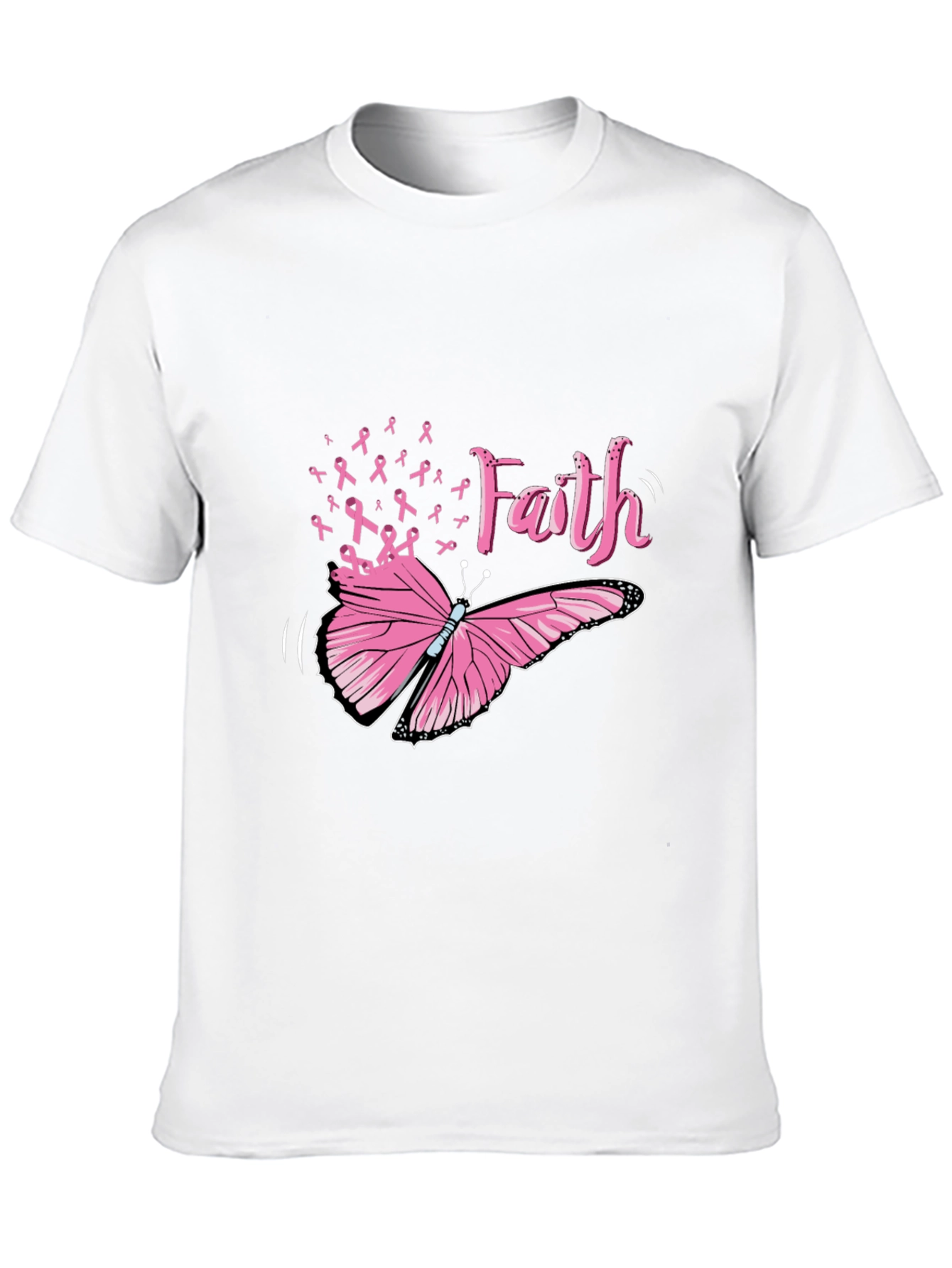 Black Faith Butterfly Breast Cancer Awareness Tee view 10