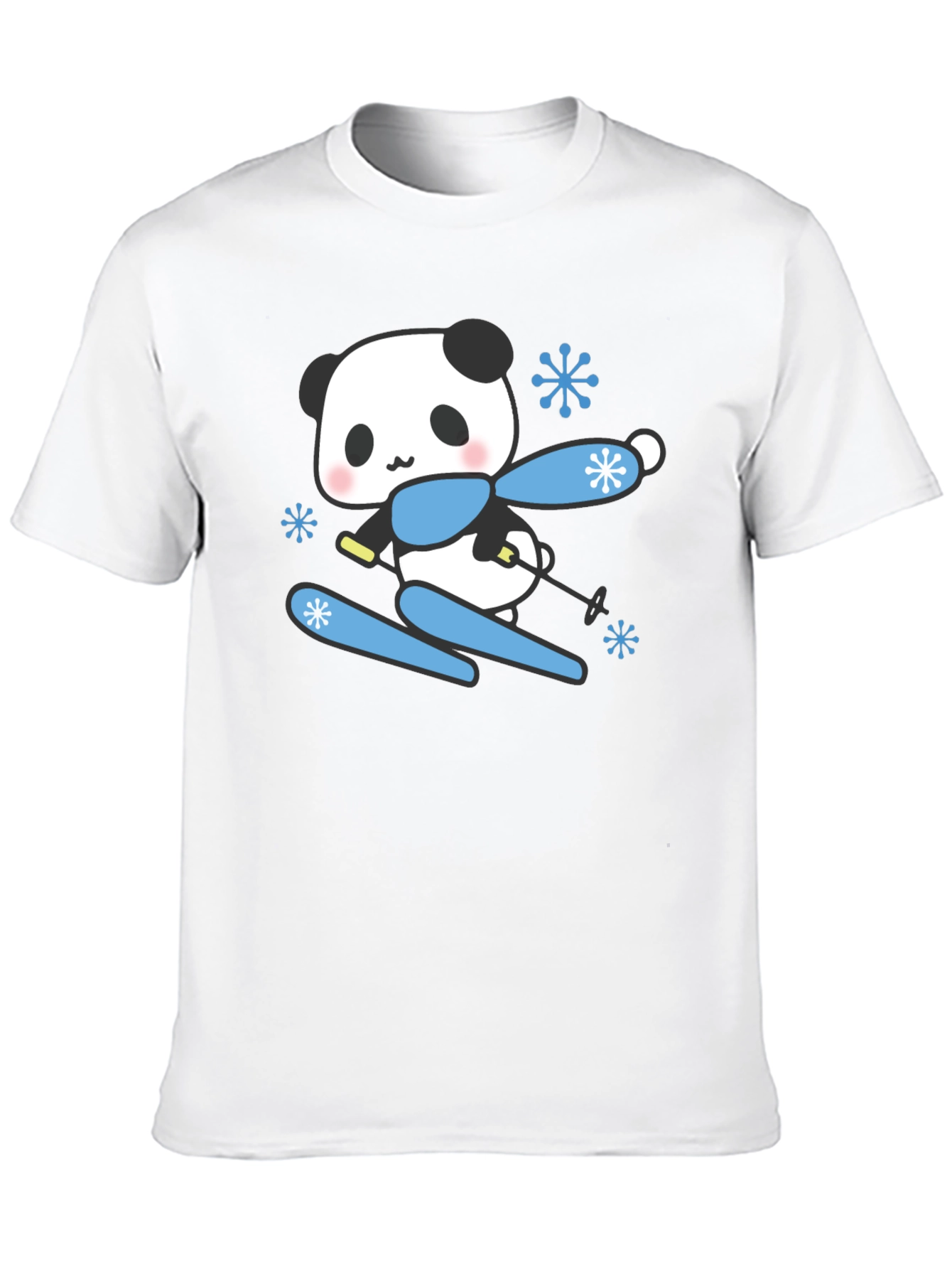 Black Skiing Panda T-Shirt - Cute Winter Apparel view 10