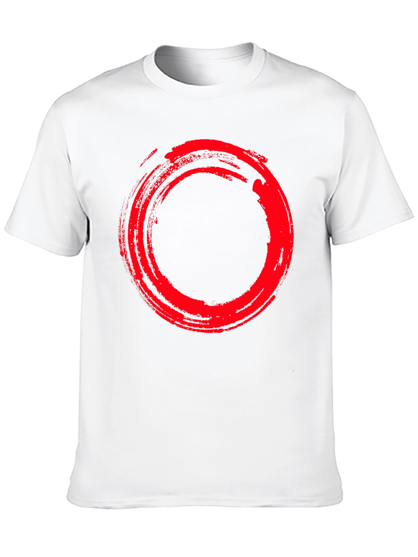 Enso Circle Graphic Tee - Stylish Red Brush Stroke Design - 10