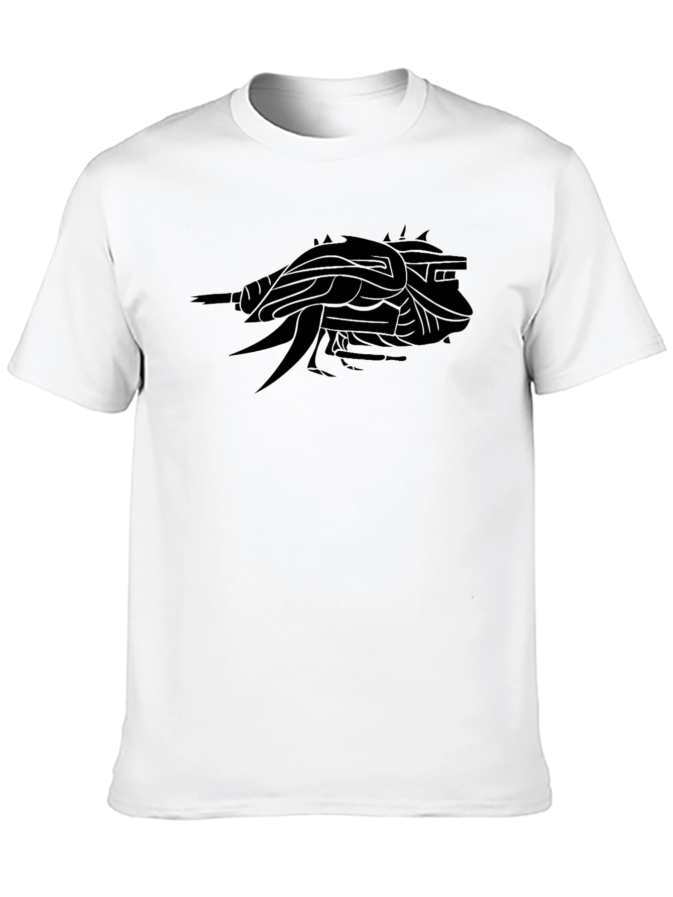Black Men's Black Graphic Tee - Abstract Creature view 10