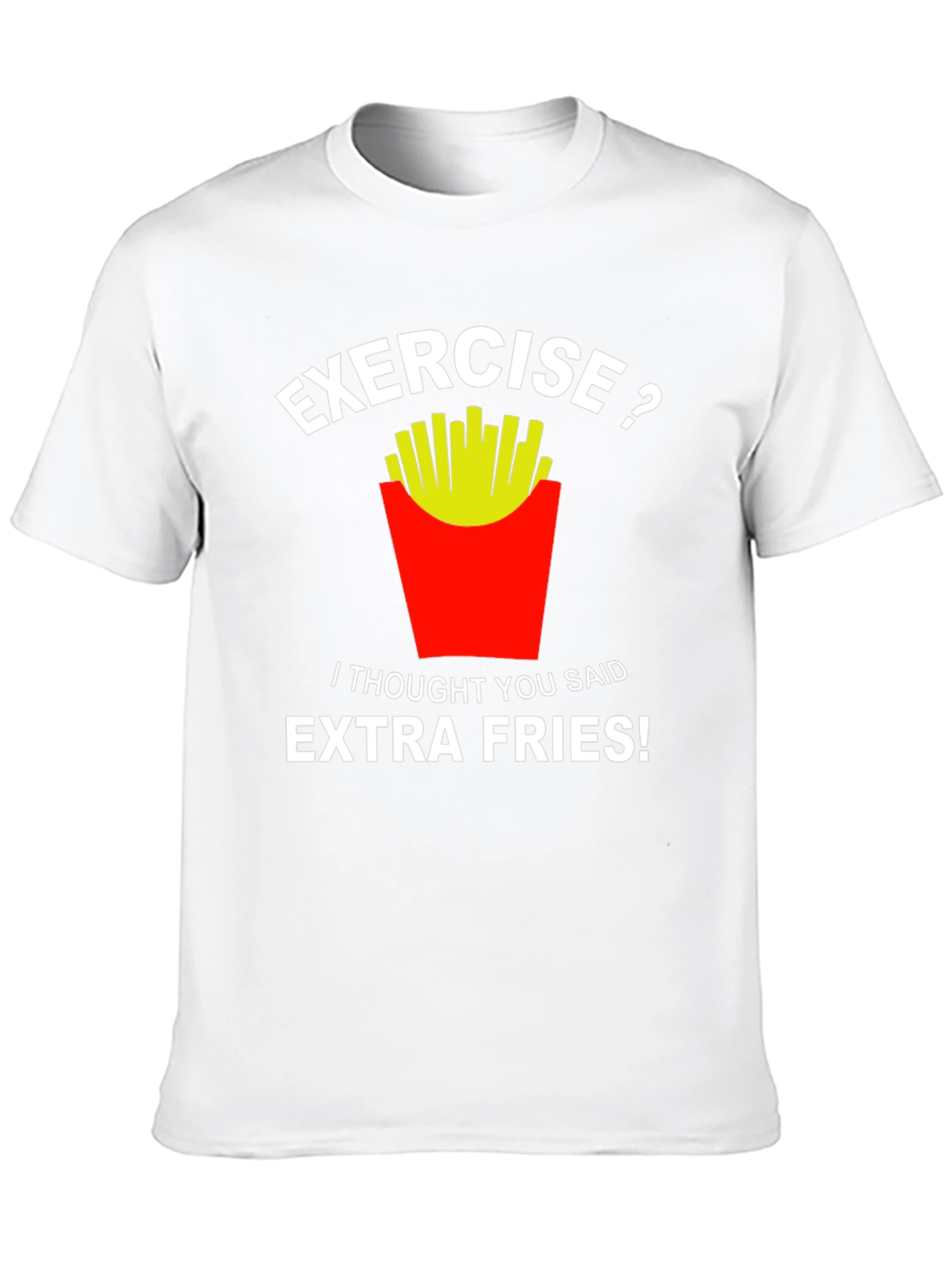 Black Exercise? Extra Fries! Funny Graphic T-Shirt view 10