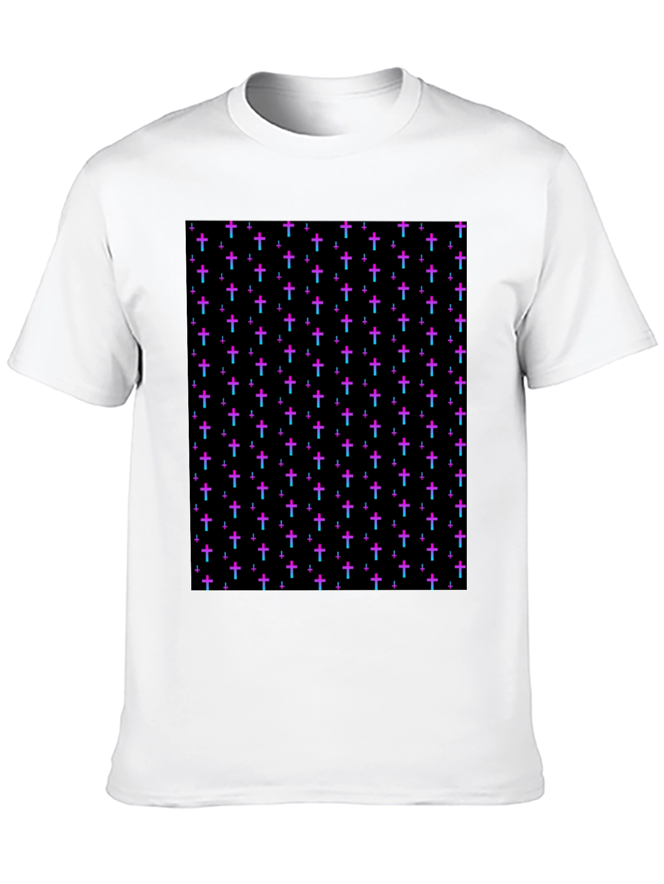 Black Cross Pattern Black T-Shirt view 10