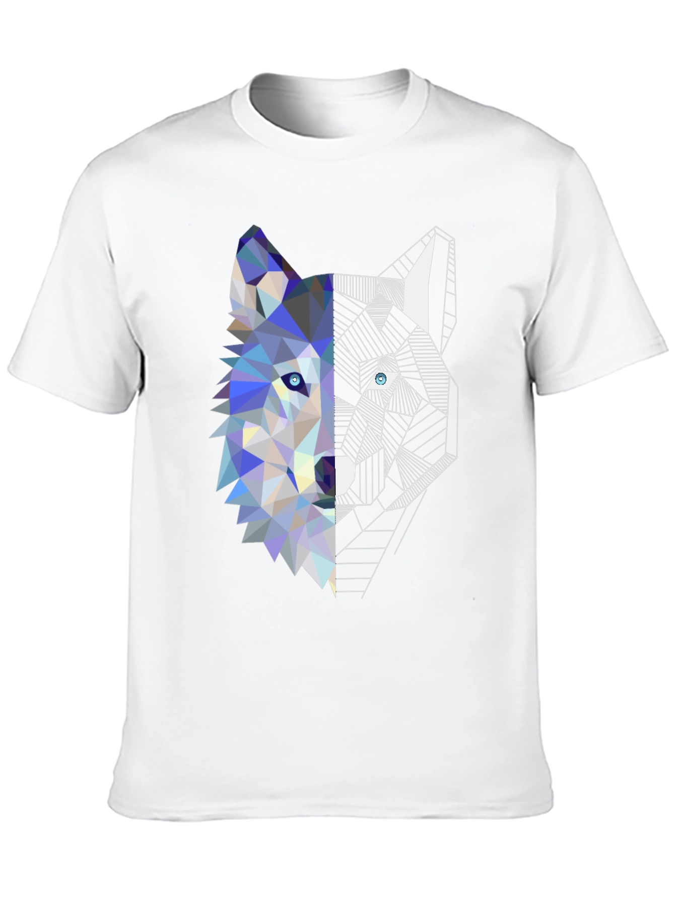 Black Geometric Wolf Graphic Tee - Modern Art Shirt view 10