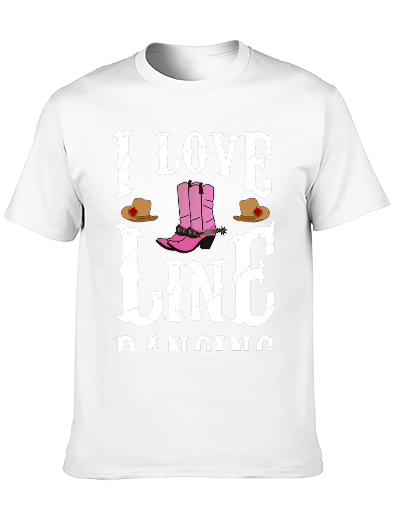 I Love Line Dancing Black T-Shirt - 10