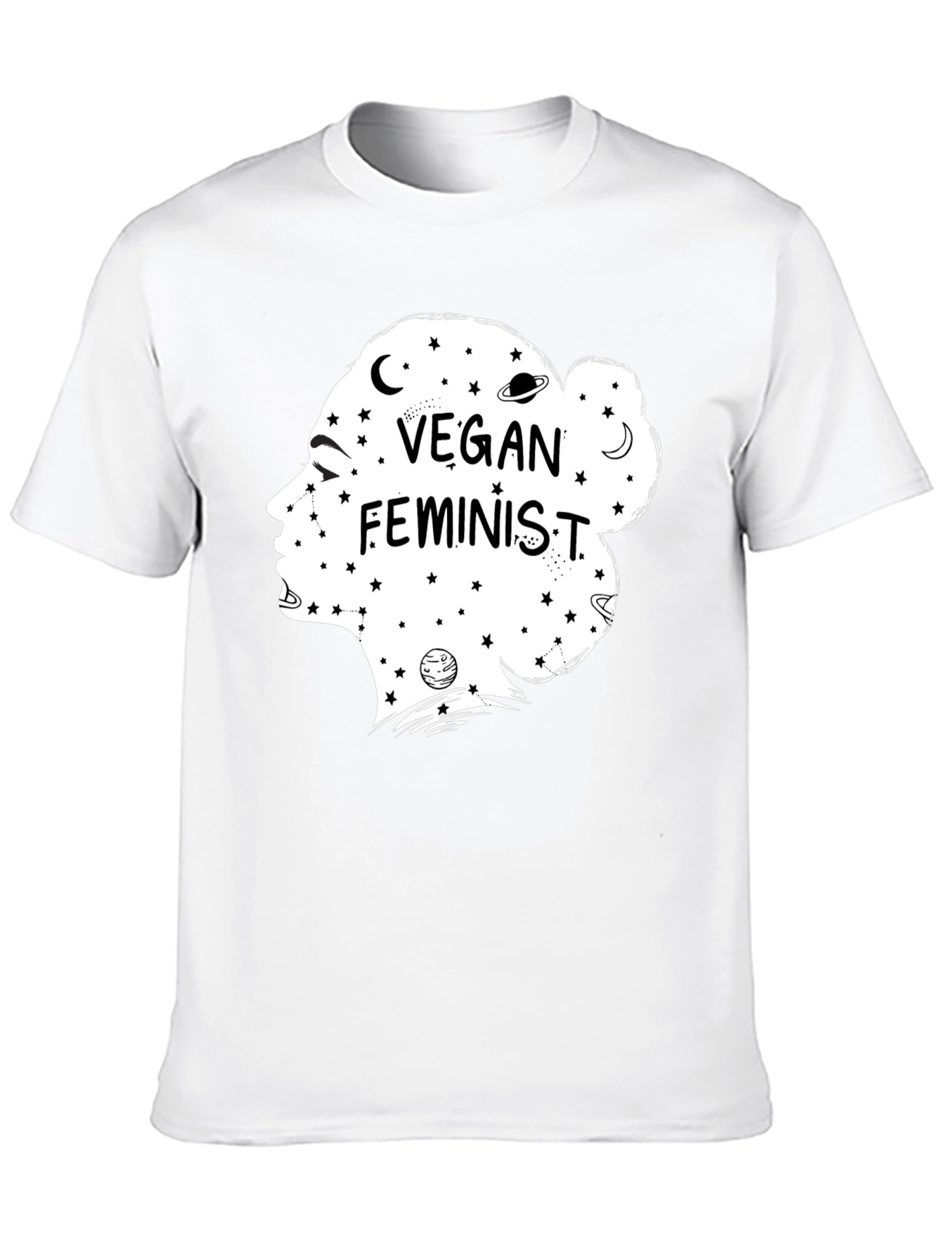 Black Vegan Feminist T-Shirt - Black Crew Neck Tee view 10