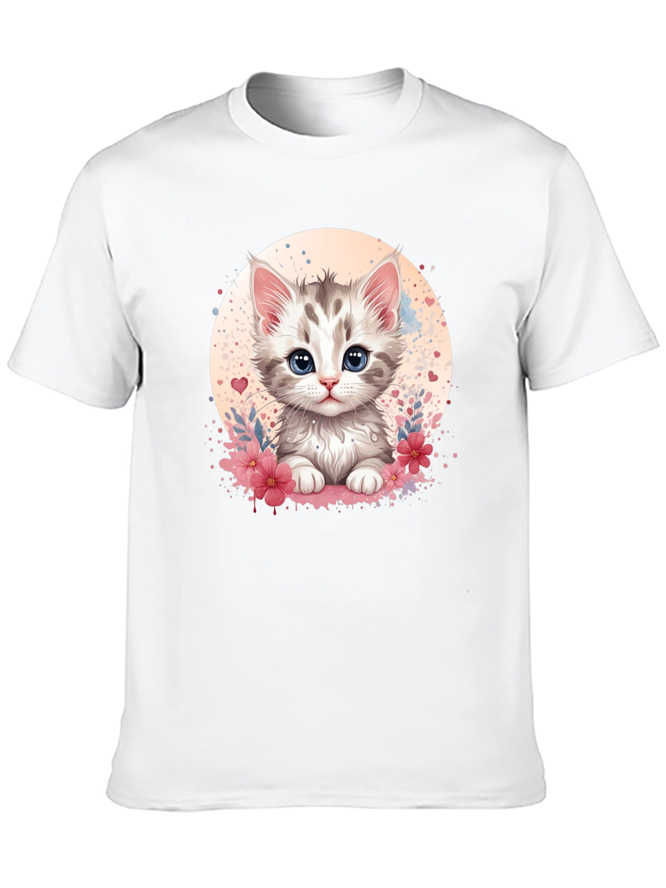 Black Cute Kitten Graphic Black T-Shirt view 10