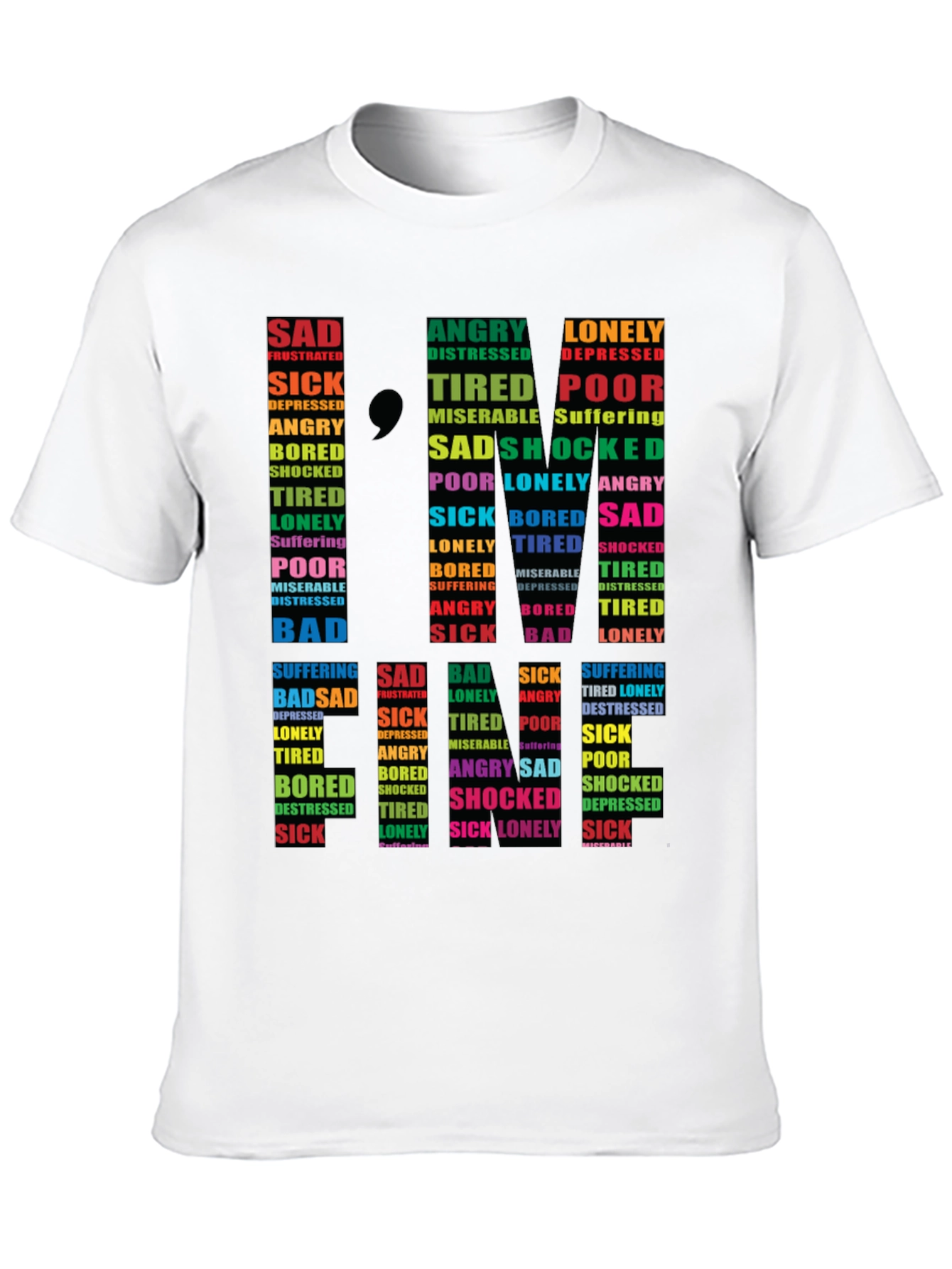 Black Emotional State Typography T-Shirt - Black view 10