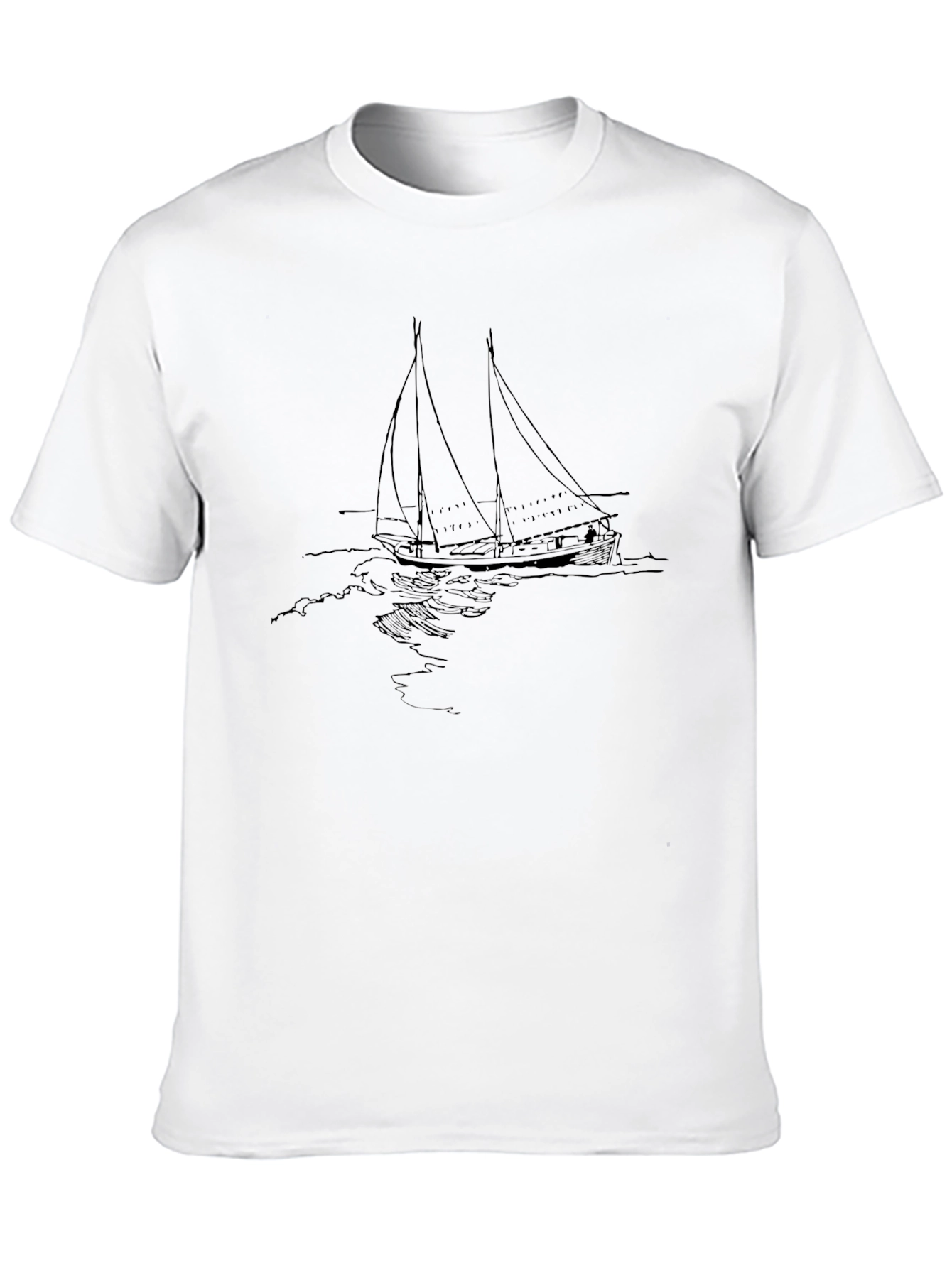 Black Black T-Shirt with Sailboat Design view 10