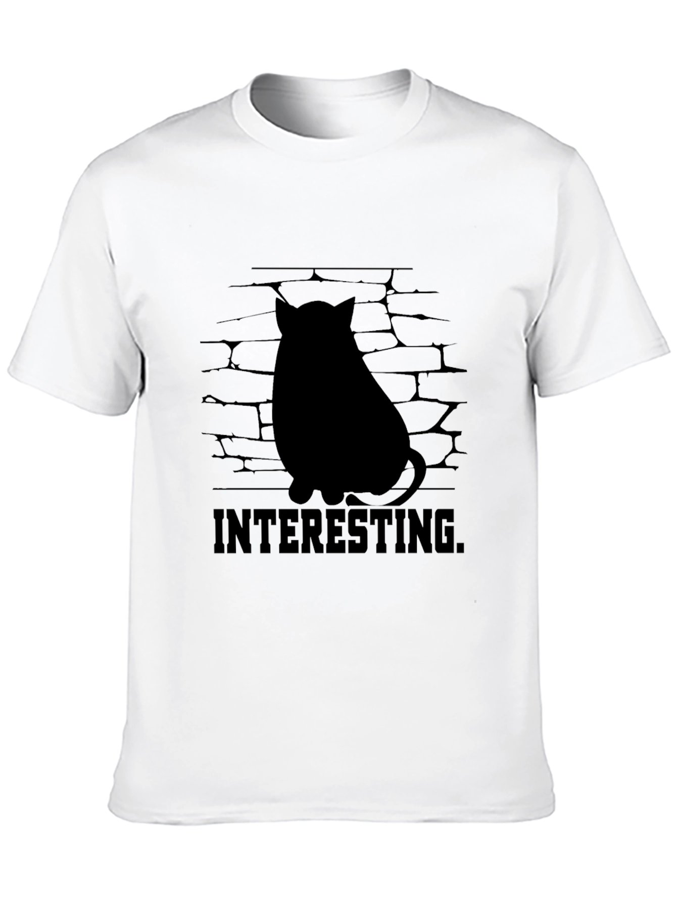 Black Interesting Cat Silhouette Graphic Tee - Black view 10