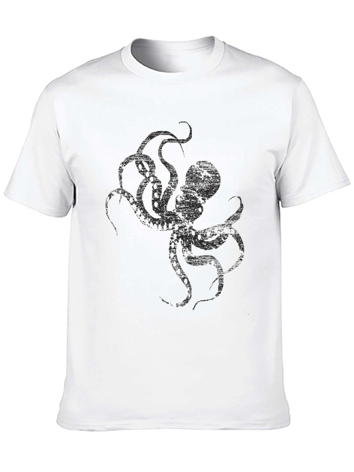 Black Men's Black Octopus Graphic T-Shirt view 10