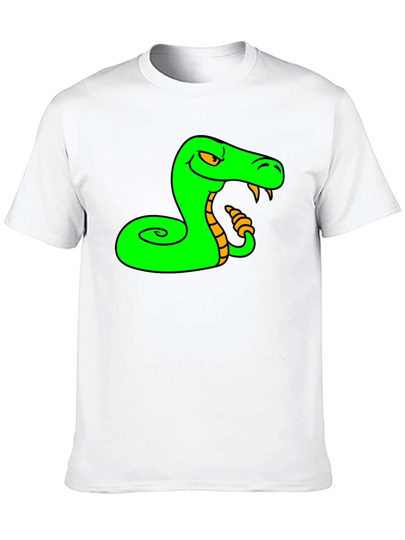 Black Green Snake Cartoon Graphic Black T-Shirt view 10