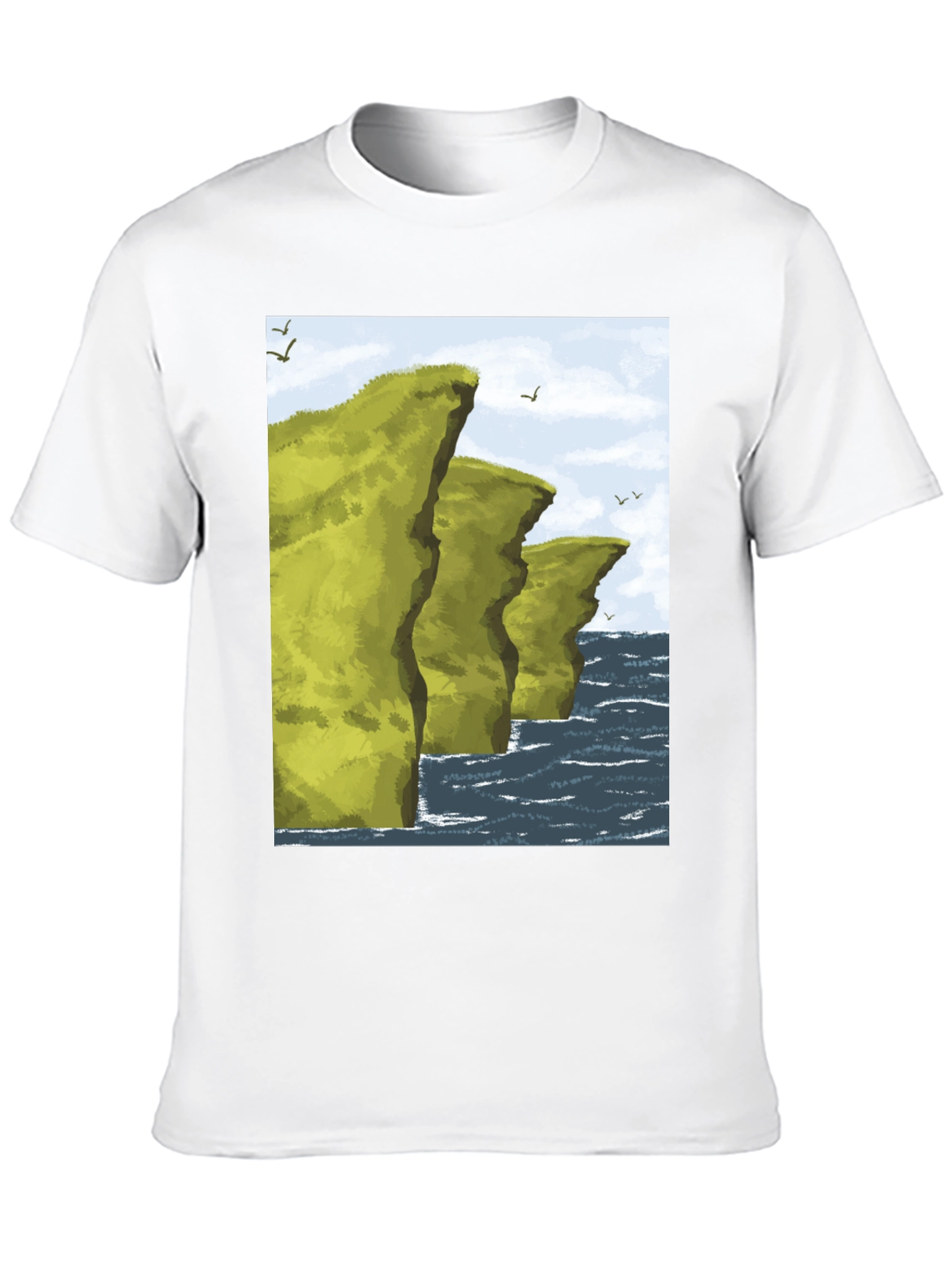 Black Coastal Cliff Graphic Tee - Black Cotton T-Shirt view 10