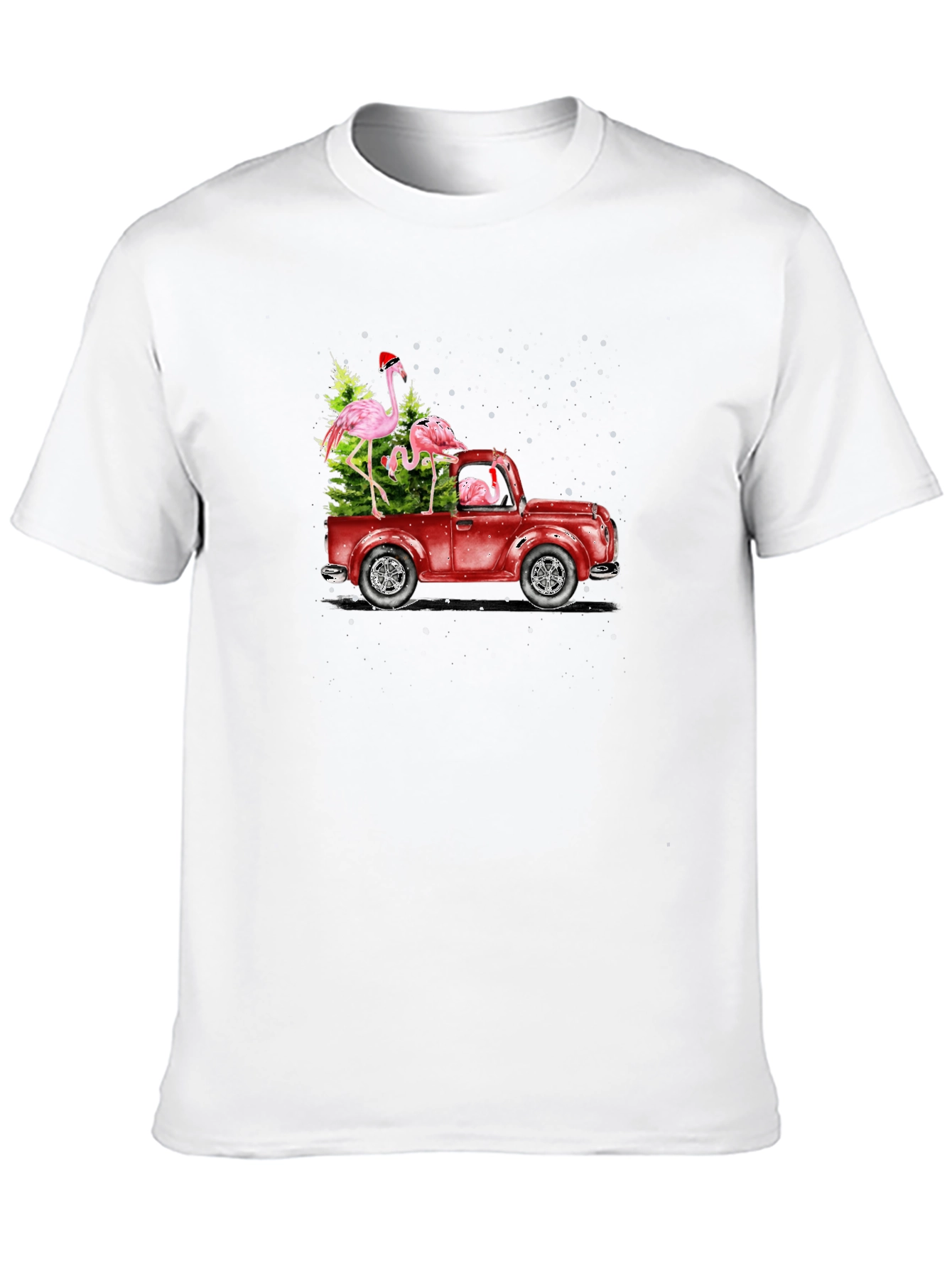 Black Flamingo Christmas Truck T-Shirt view 10