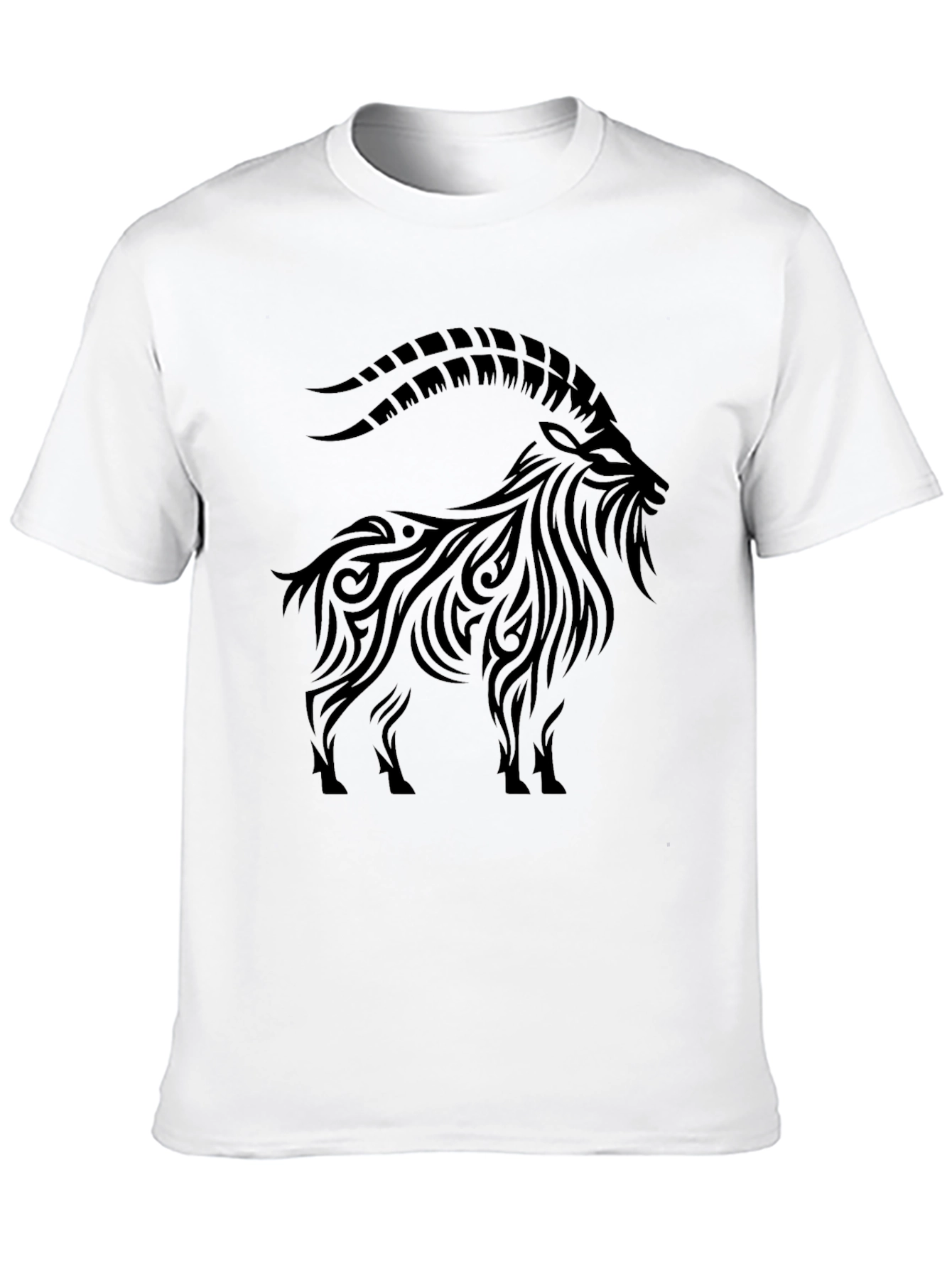 Black Tribal Goat Graphic Tee - Men's Black T-Shirt view 10