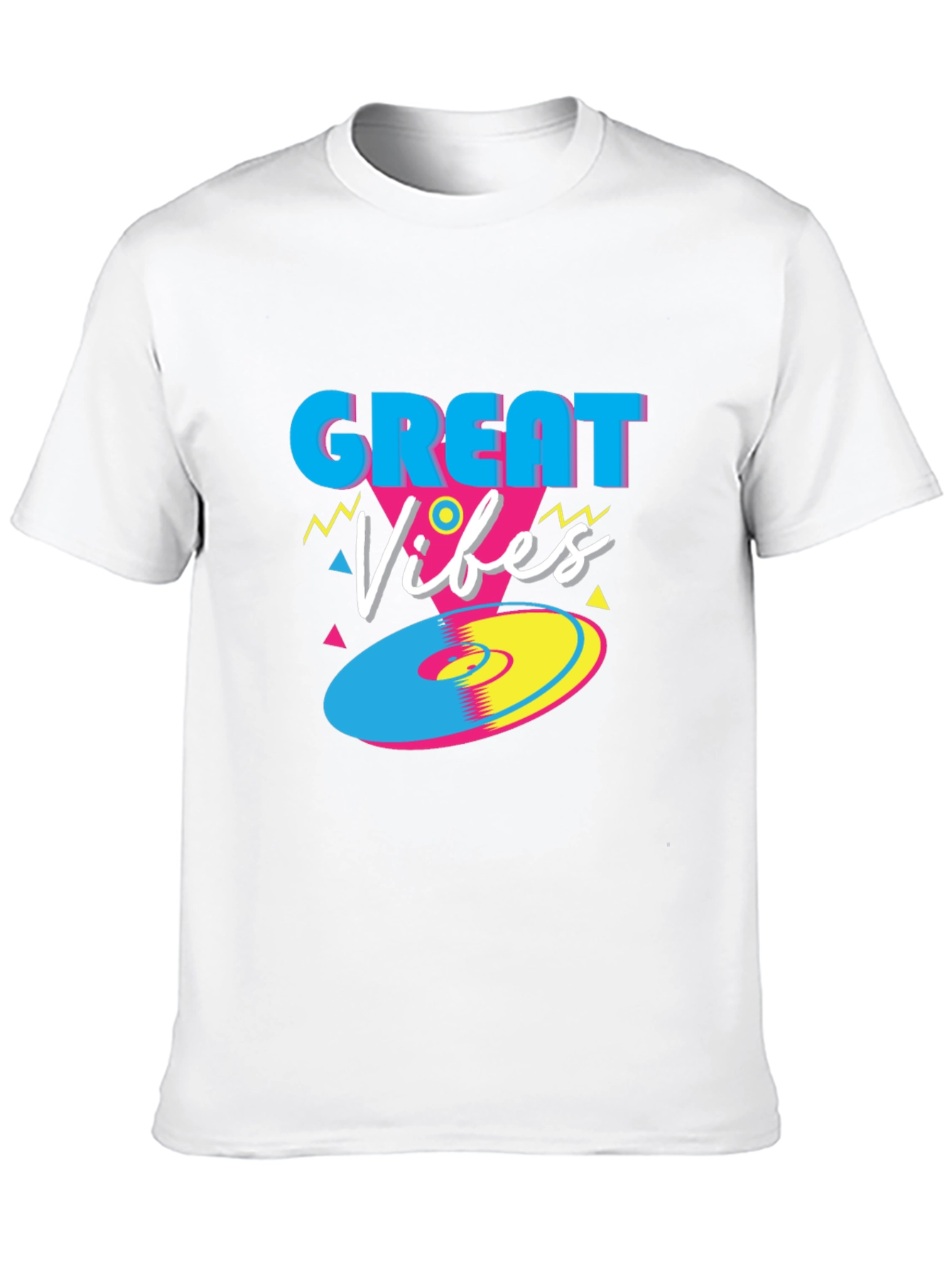 Black Great Vibes Retro T-Shirt - Funky 80s Style Tee view 10