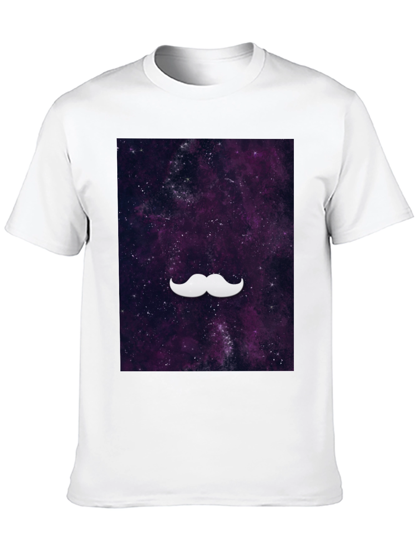 Black Galaxy Mustache Graphic Tee - Stylish Black Cotton T-Shirt view 10