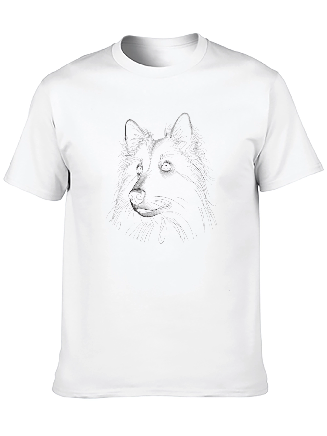 Black Men's Black T-Shirt with Dog Sketch view 10