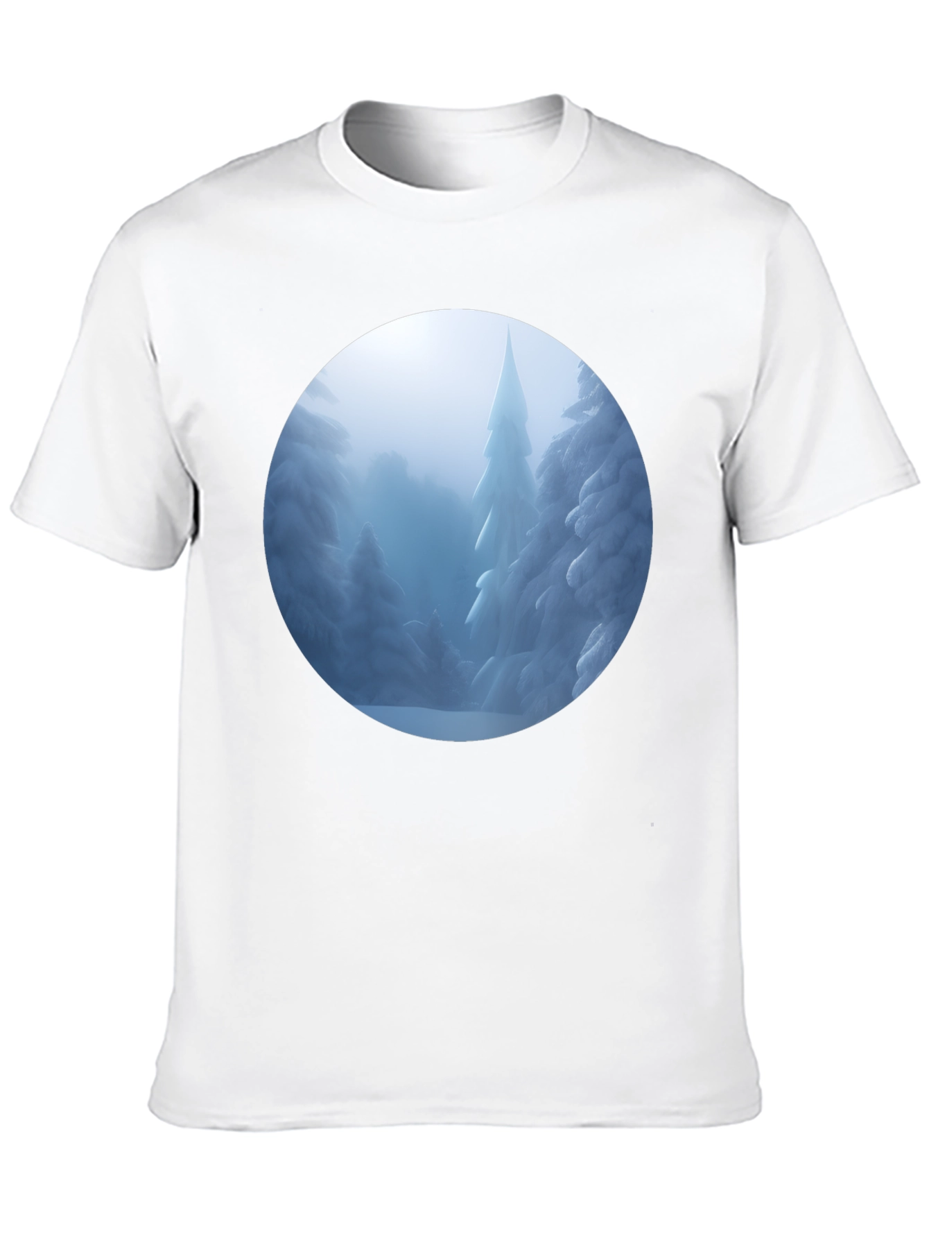Black Winter Wonderland T-Shirt - Snowy Forest Scene view 10