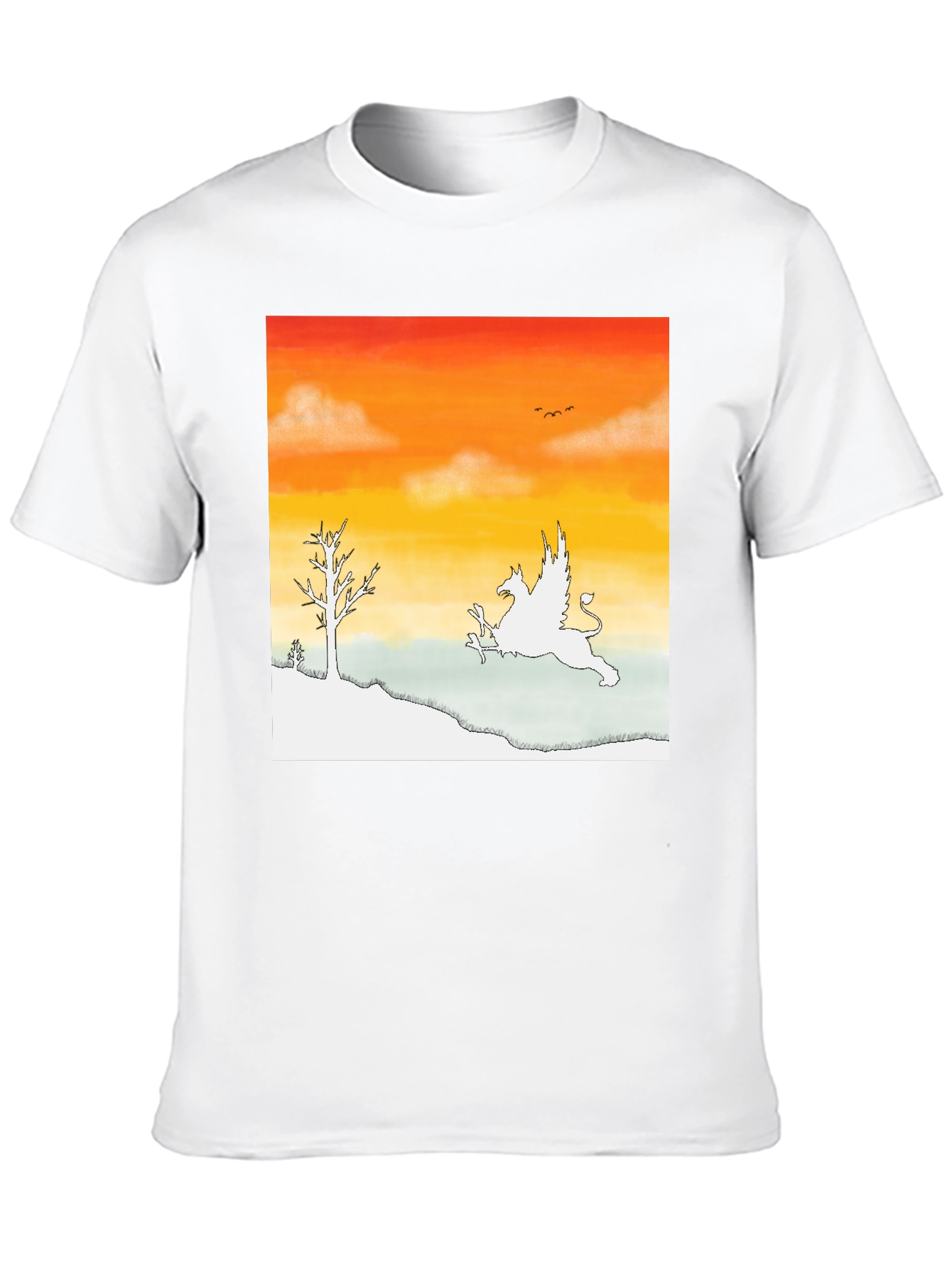 Black Griffin Sunset Graphic Tee - Fantasy Inspired Art view 10
