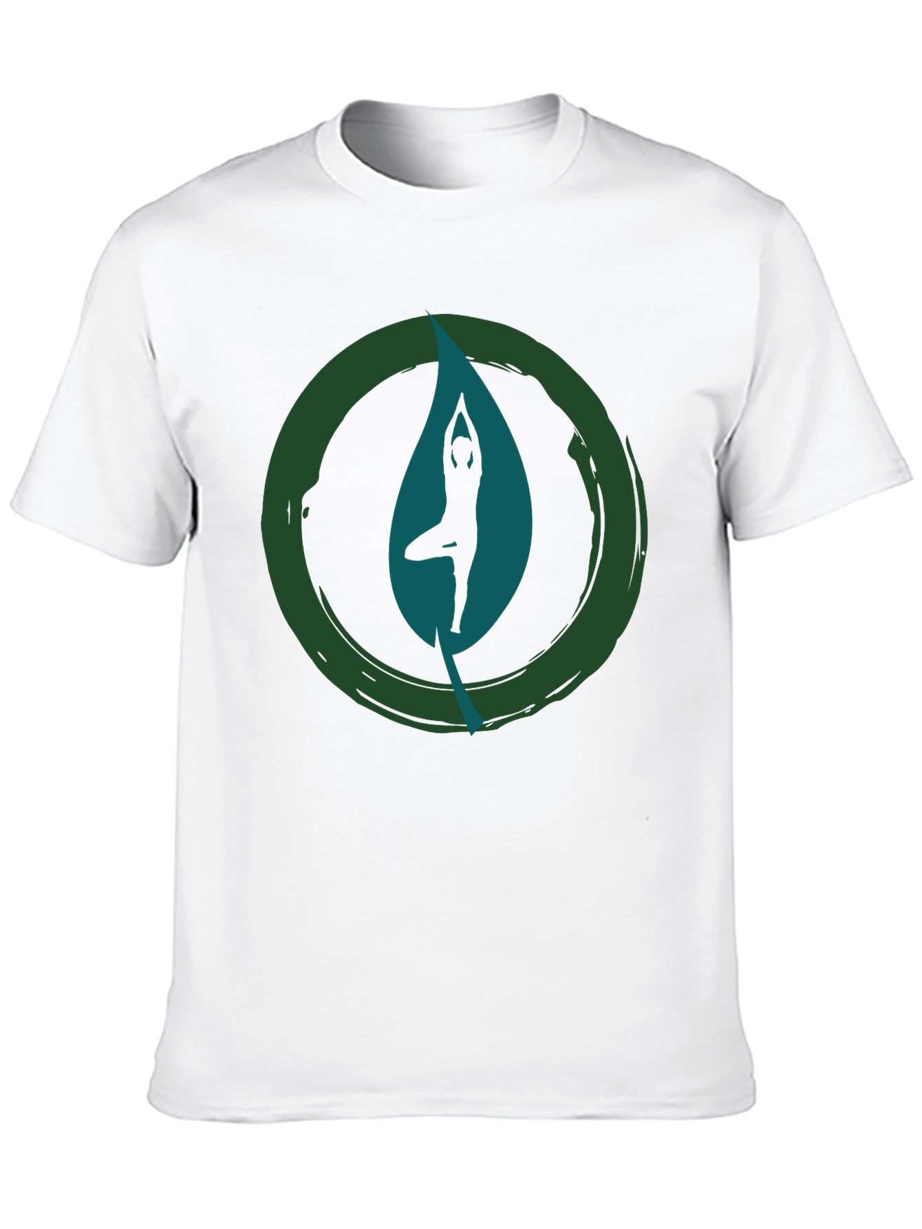 Black Yoga Leaf Graphic Tee - Zen Style Cotton T-Shirt view 10