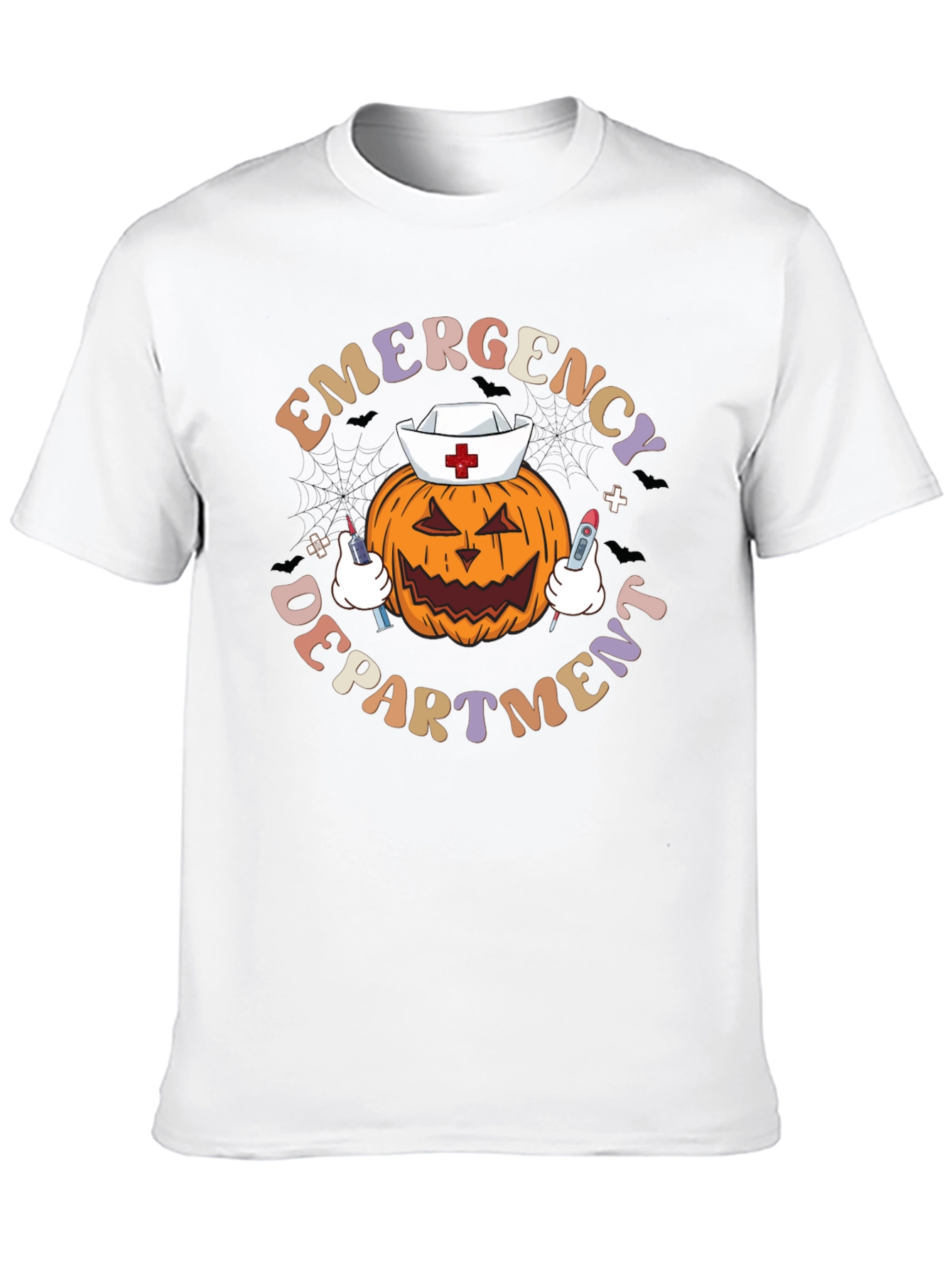 Black Emergency Dept. Halloween Pumpkin Nurse T-Shirt view 10