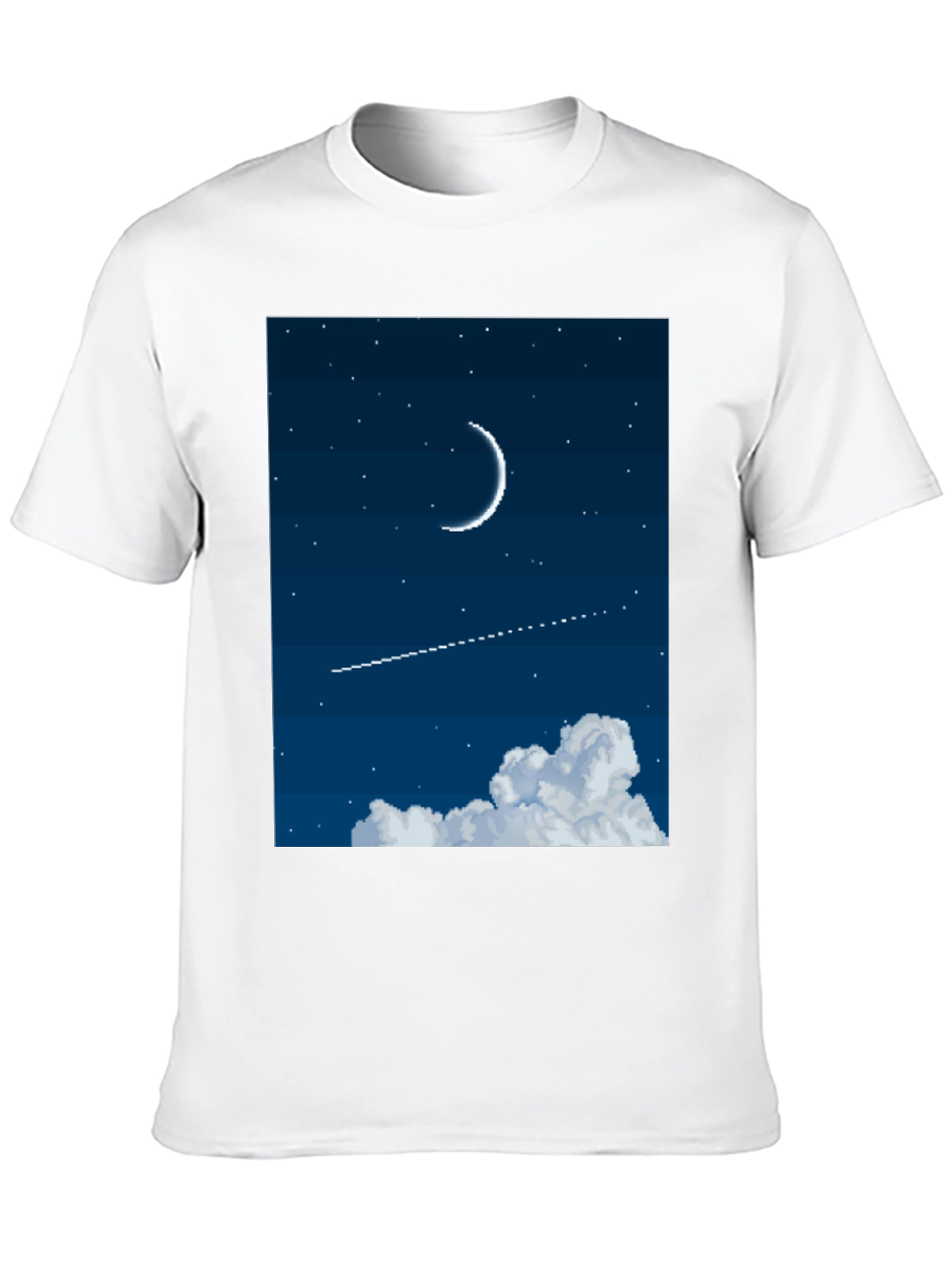Black Pixel Moon Night Sky Black Tee view 10