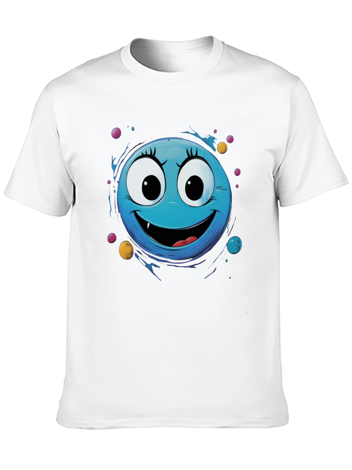 Black Blue Monster Face Graphic Tee view 10