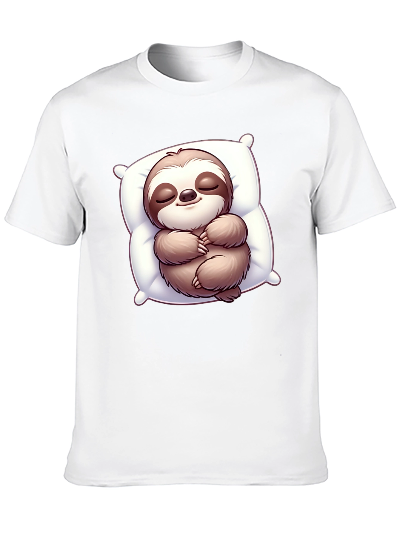 Black Cute Sloth Sleeping on Pillow Black T-Shirt view 10