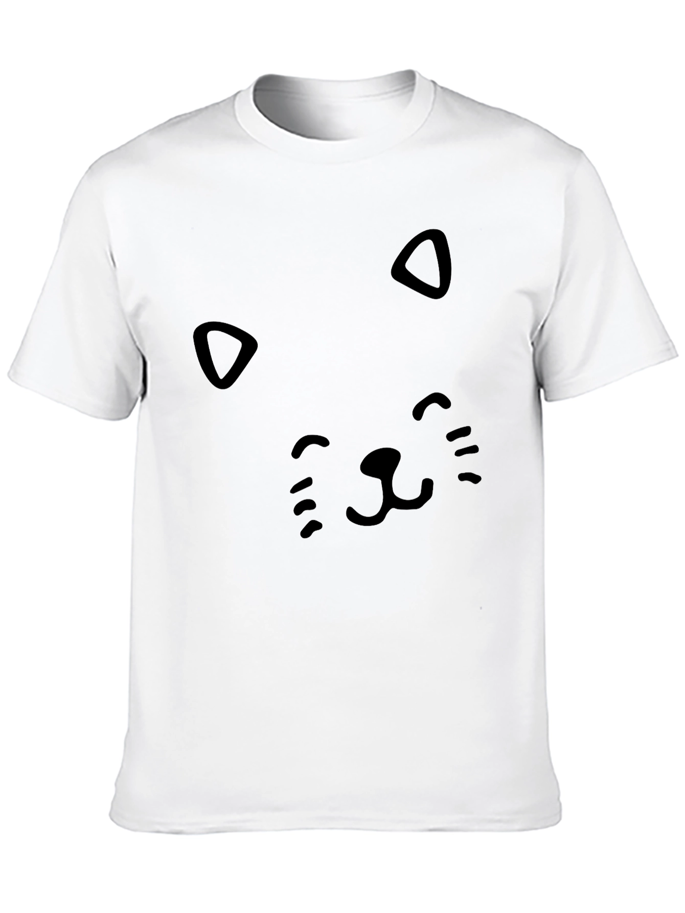Black Cute Cat Face Black T-Shirt view 10