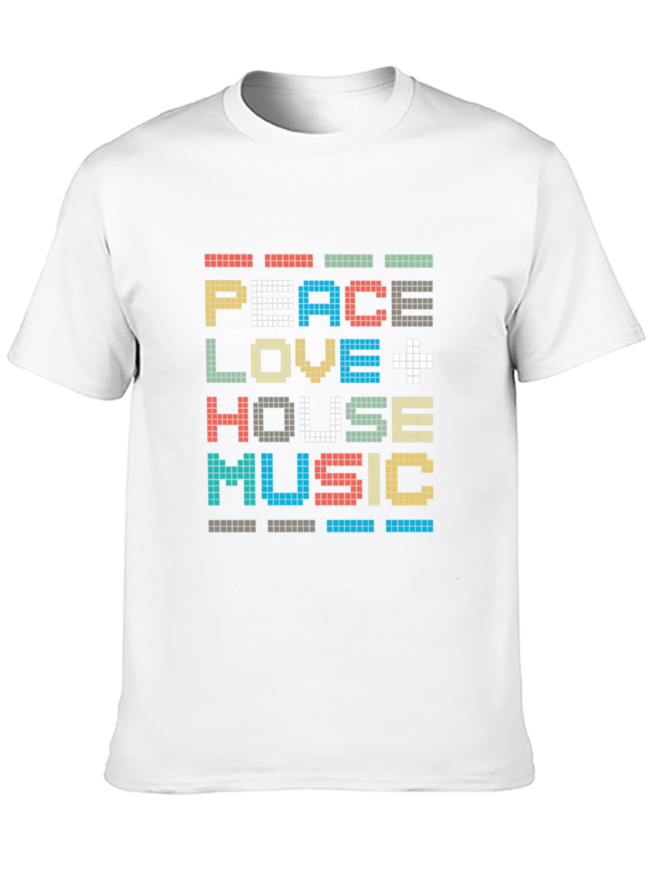 Black Peace Love House Music Pixel Art T-Shirt view 10