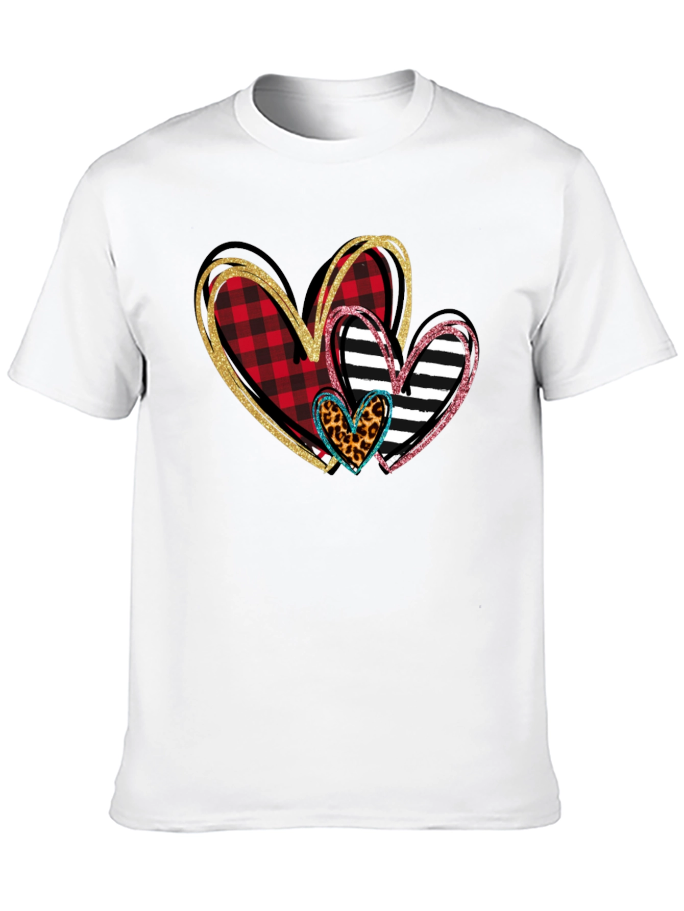 Black Heart Patterned T-Shirt, Valentine's Day Shirt view 10