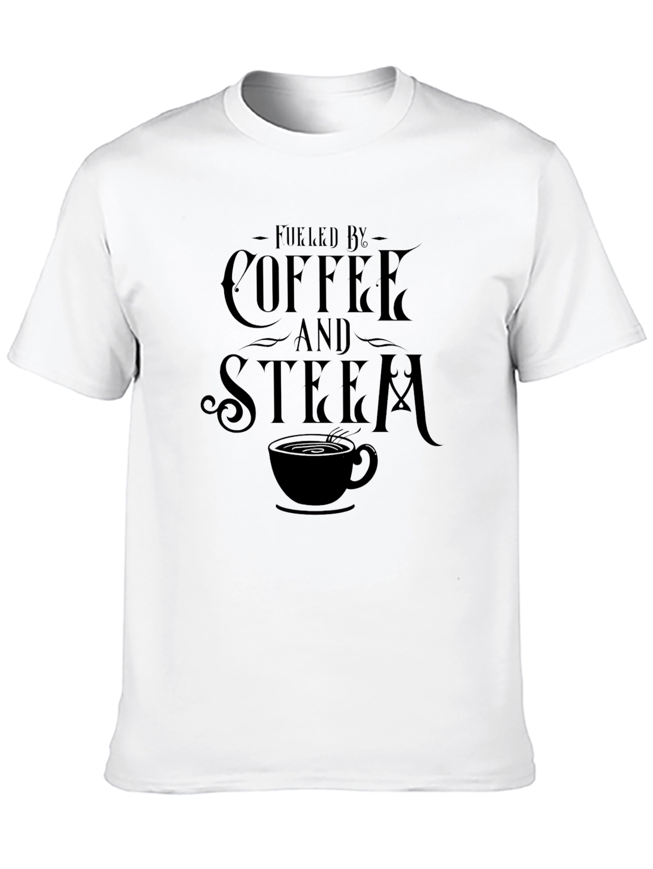 Black Fueled by Coffee and Steam Black T-Shirt view 10