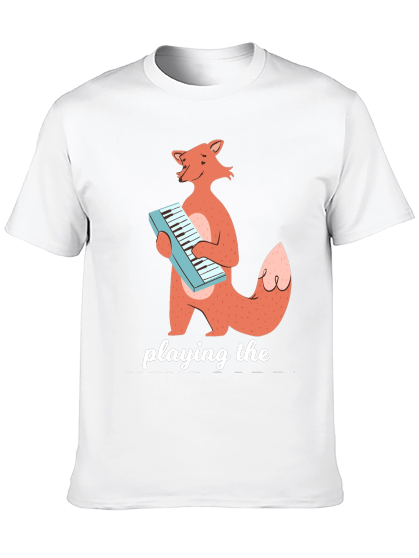 Black Fox Playing Keyboard Funny Graphic T-Shirt view 10