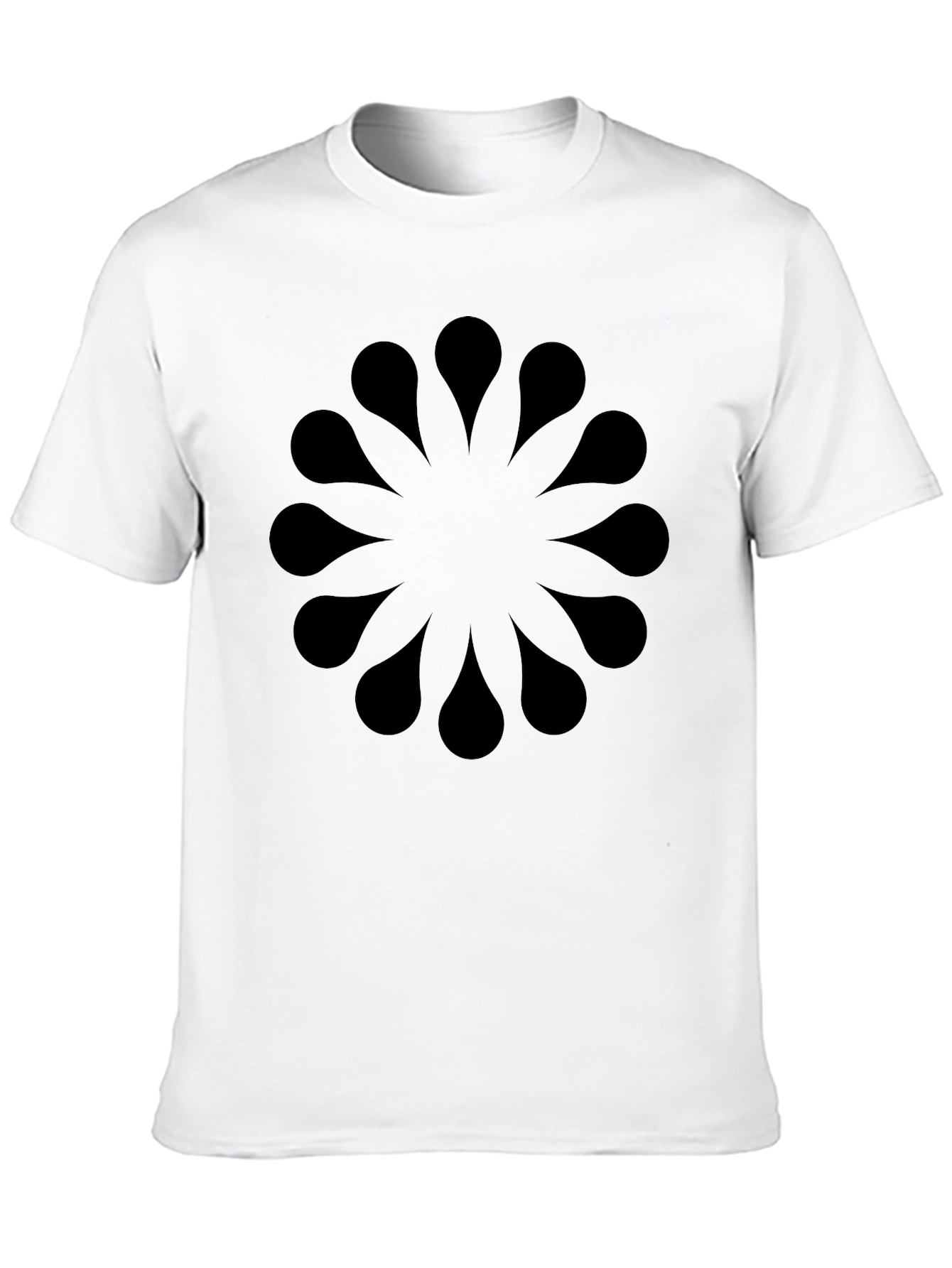 Black Abstract Floral Pattern Black T-Shirt view 10