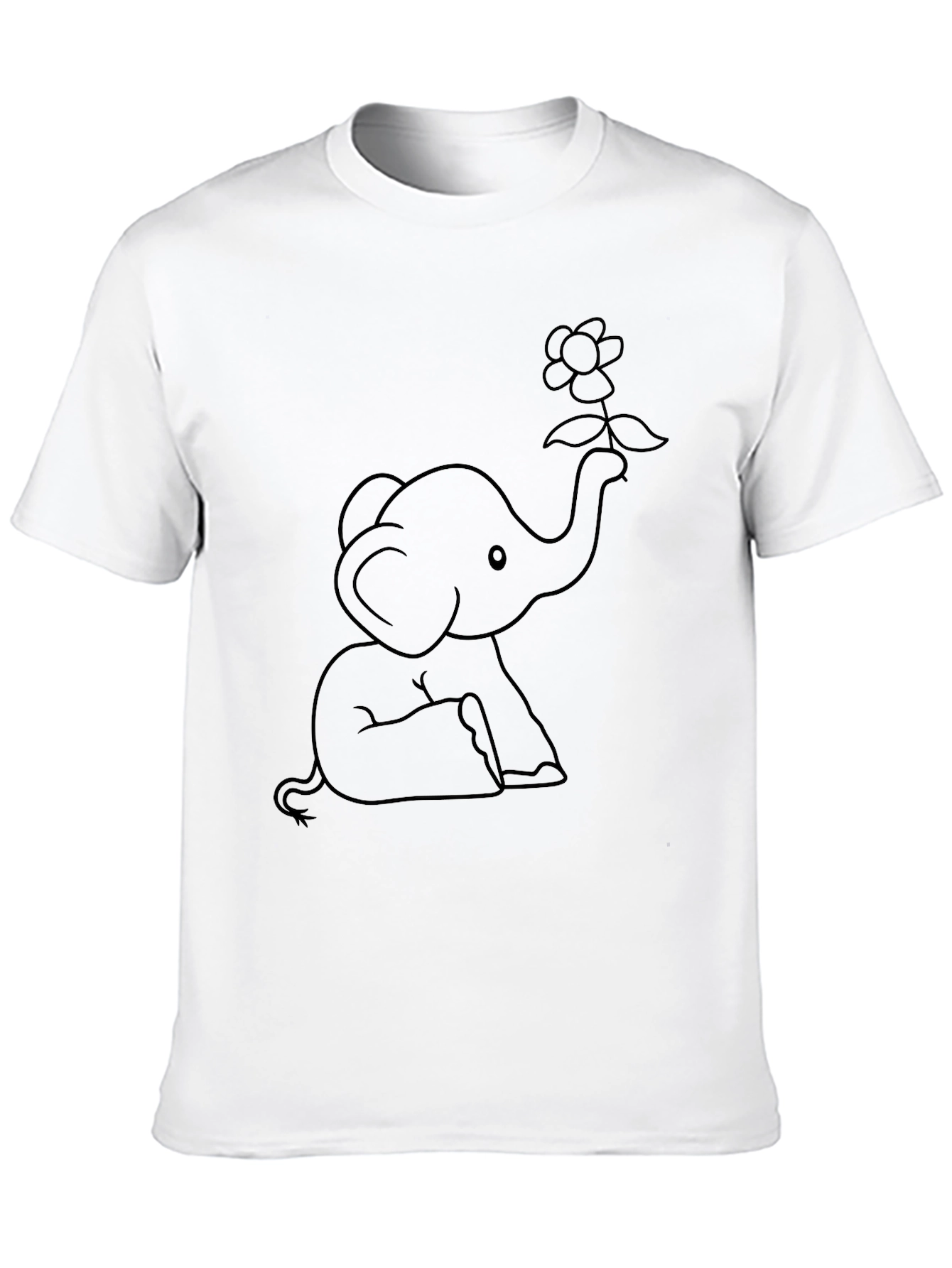 Black Cute Elephant Holding Flower T-Shirt view 10