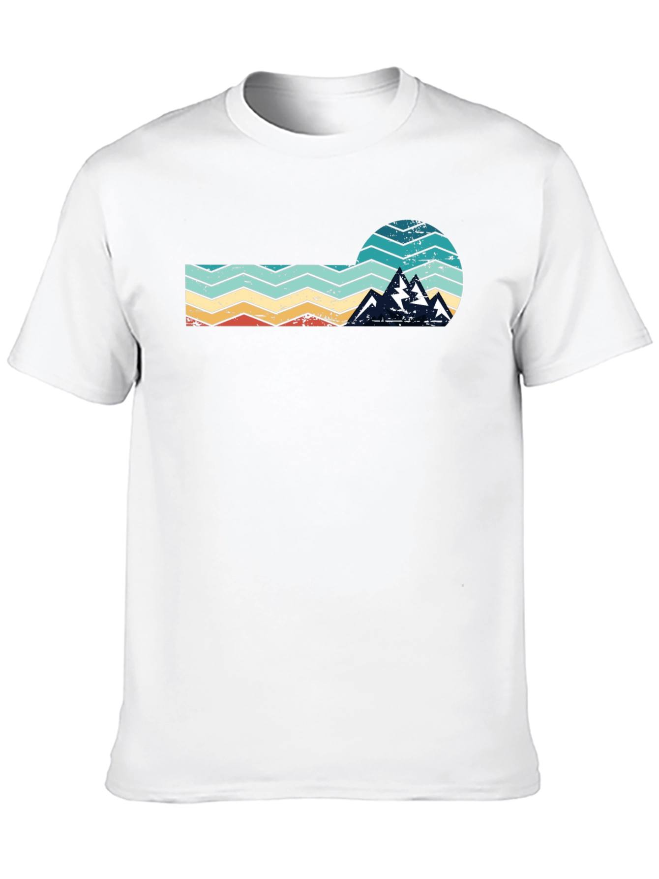 Black Retro Mountain Graphic Tee - Vintage Style Black T-Shirt view 10