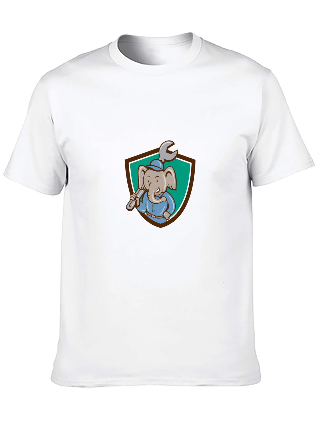 Black Elephant Mechanic T-Shirt - Cartoon Graphic Tee view 10