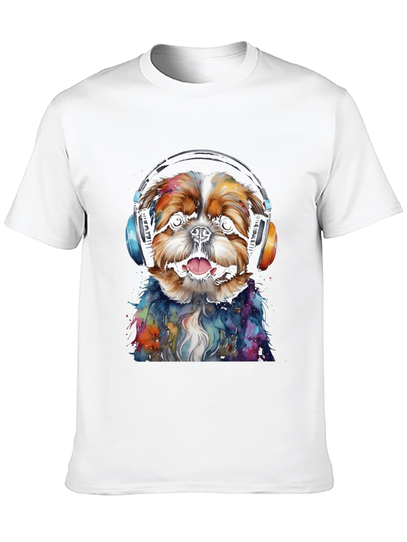 Black Dog with Headphones Graphic Tee view 10