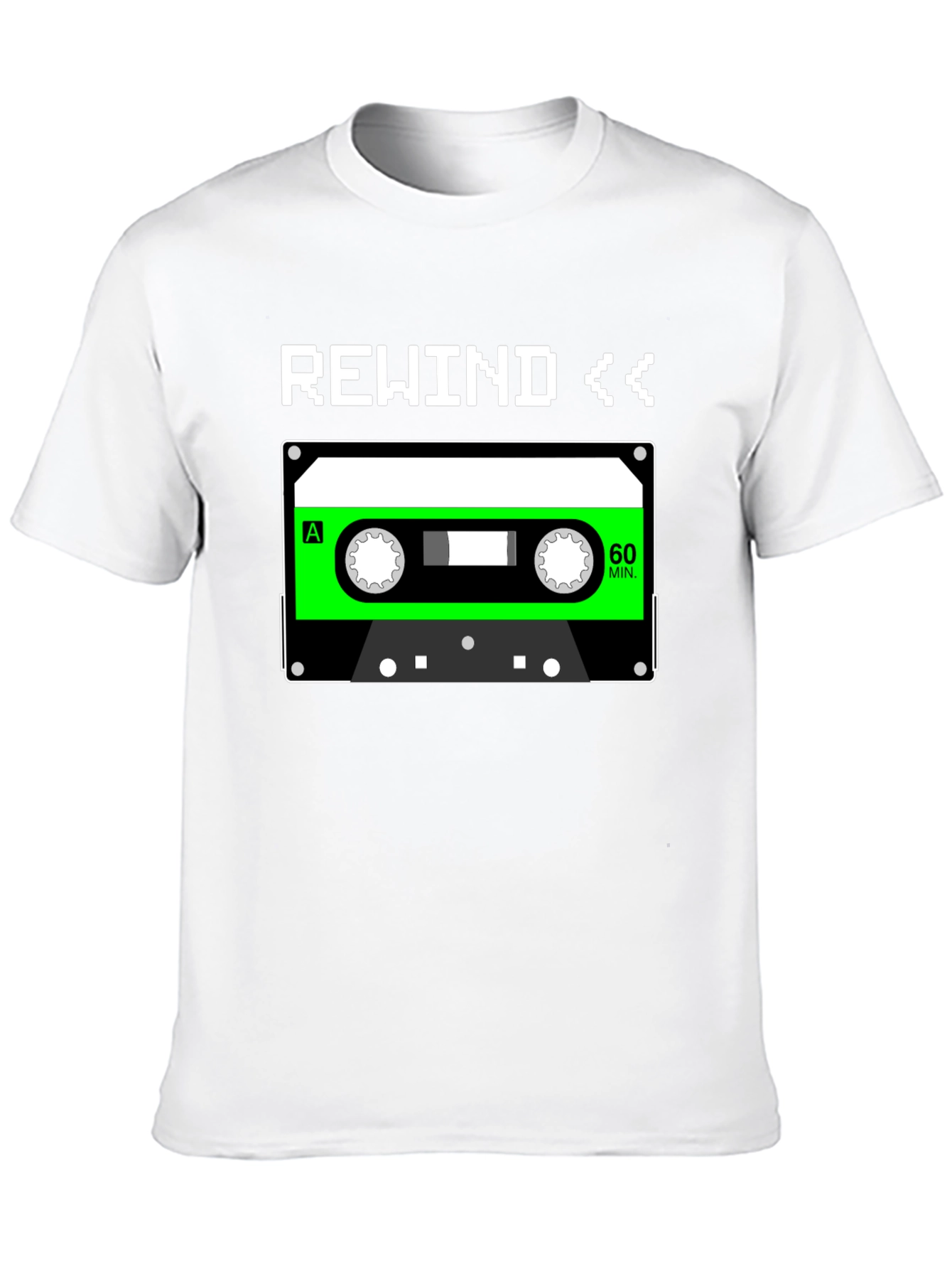 Black Retro Rewind Cassette Tape Graphic Tee - 80s Nostalgia T-Shirt view 10