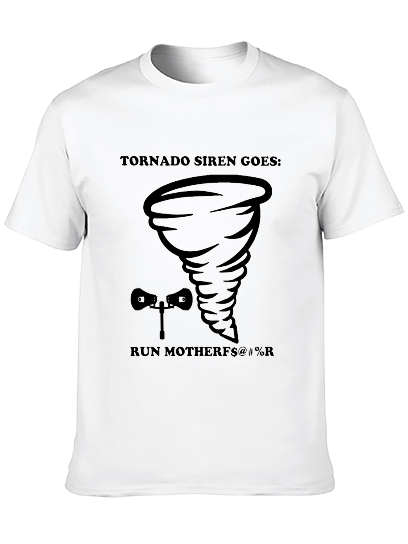 Black Tornado Siren Graphic Tee - Humorous Warning Shirt view 10