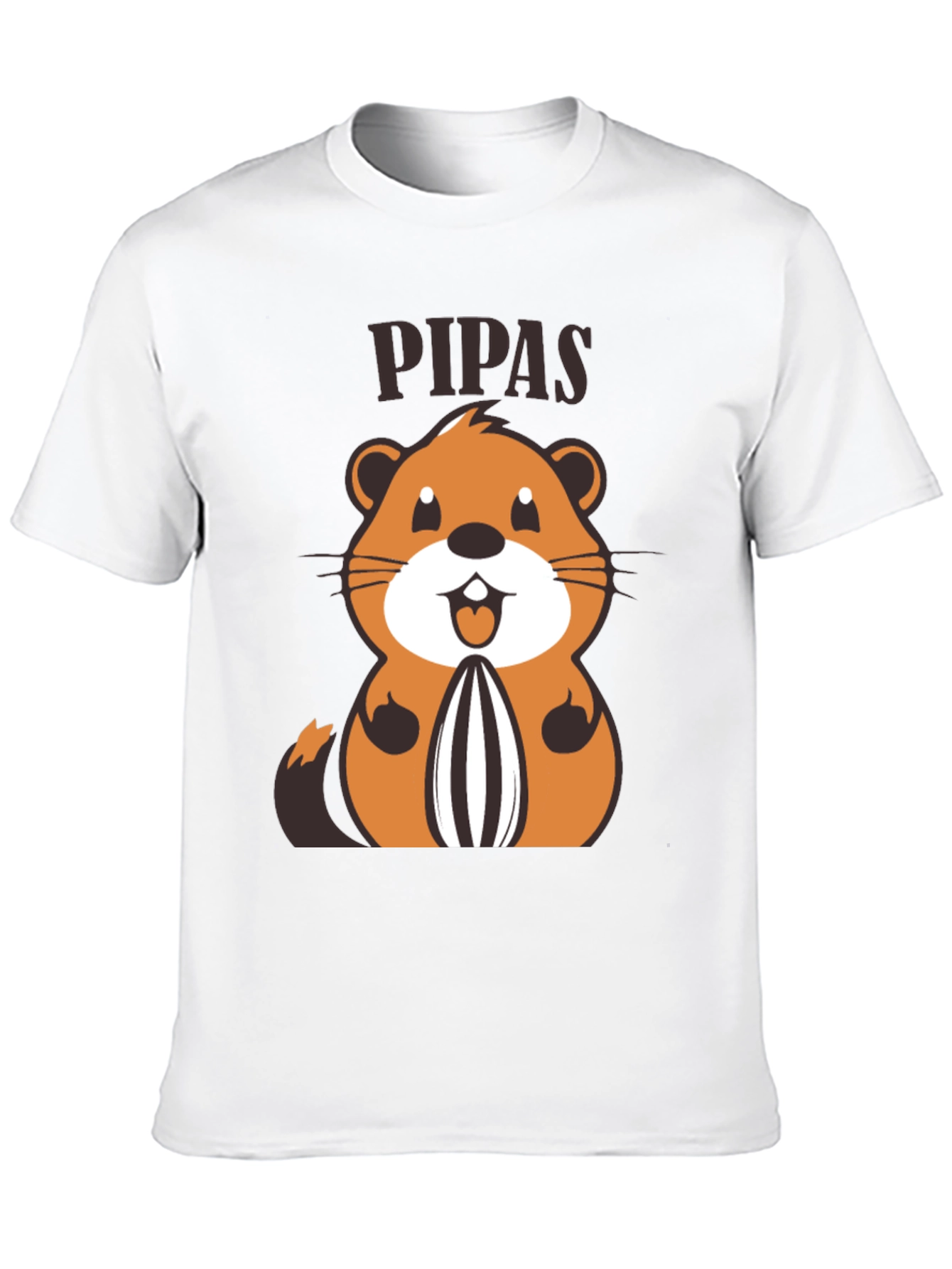 Black Funny PIPAS T-Shirt with Cartoon Animal Design view 10