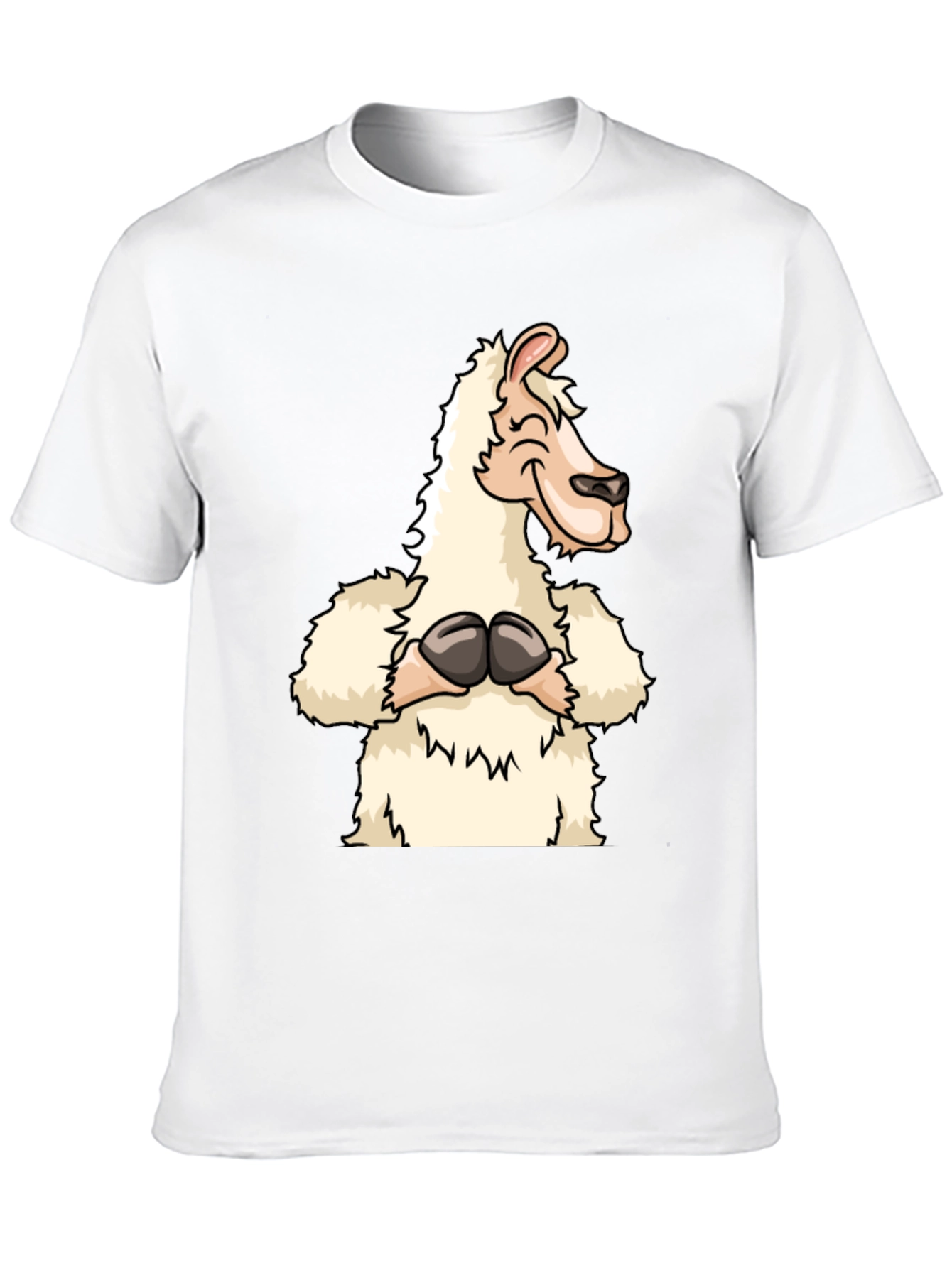 Black Funny Llama Graphic Tee - Black Cotton T-Shirt view 10