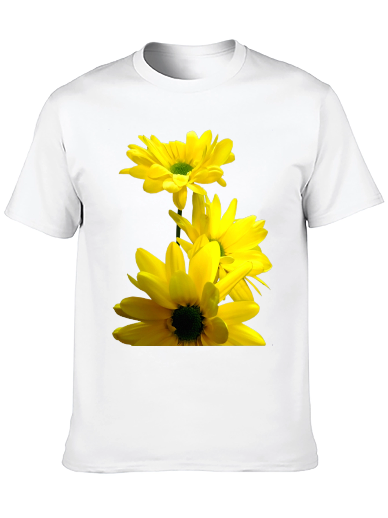 Black Black T-Shirt with Yellow Daisy Flower Print view 10