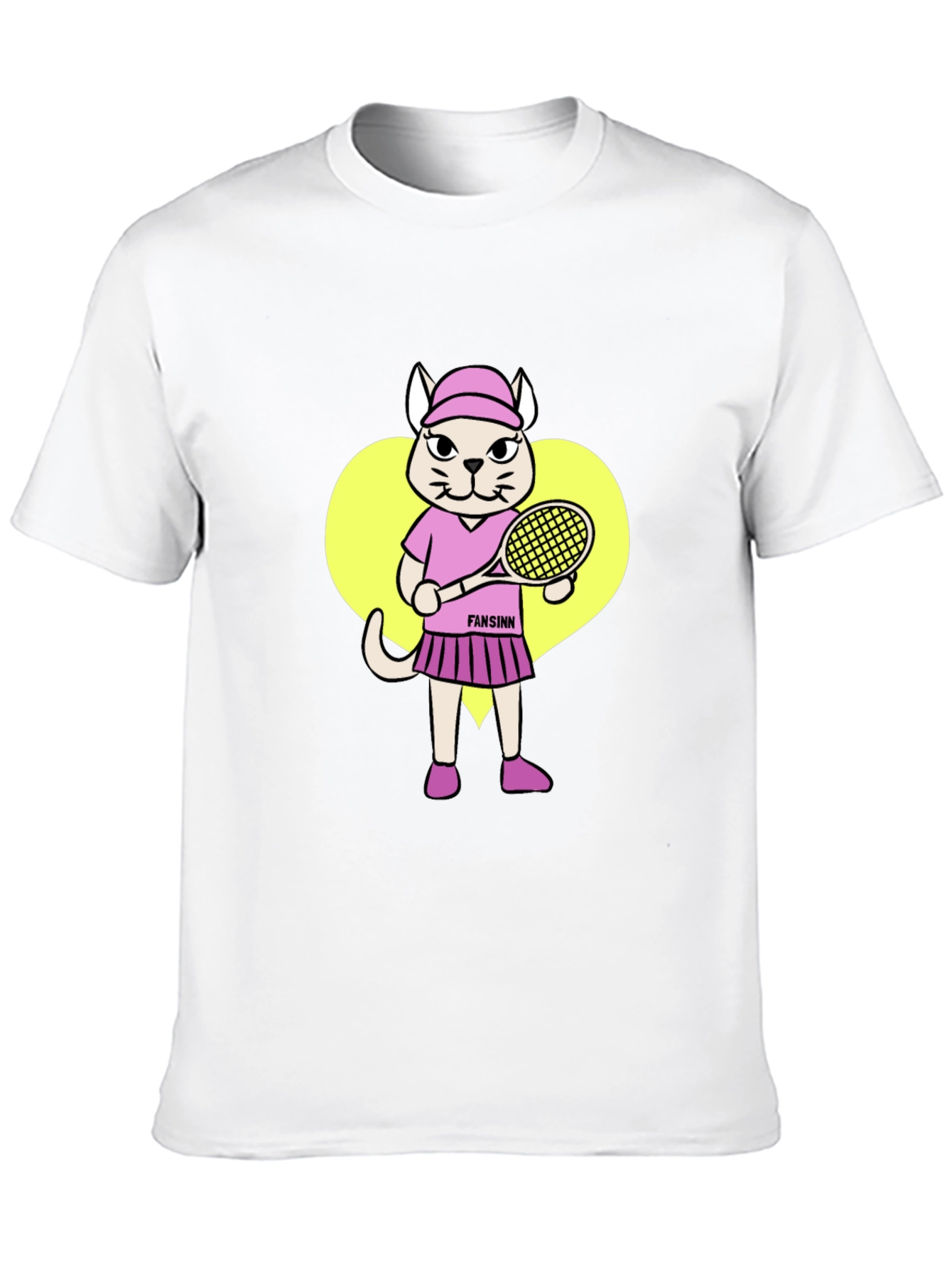 Black Funny Cat Tennis Player Black T-Shirt view 10