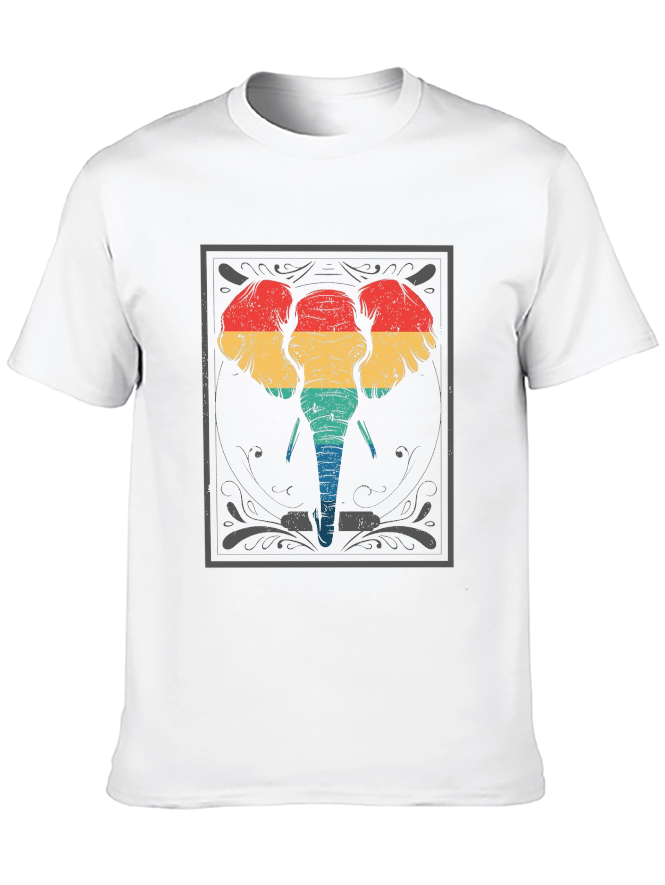 Black Retro Elephant Graphic T-Shirt - Unique Animal Print view 10