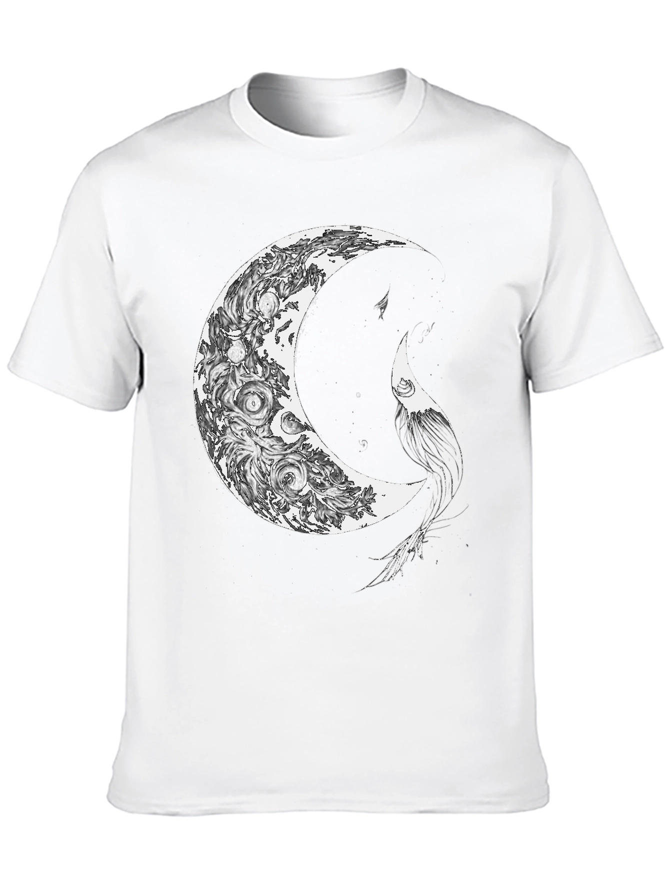 Black Celestial Crescent Moon Graphic Print T-Shirt view 10