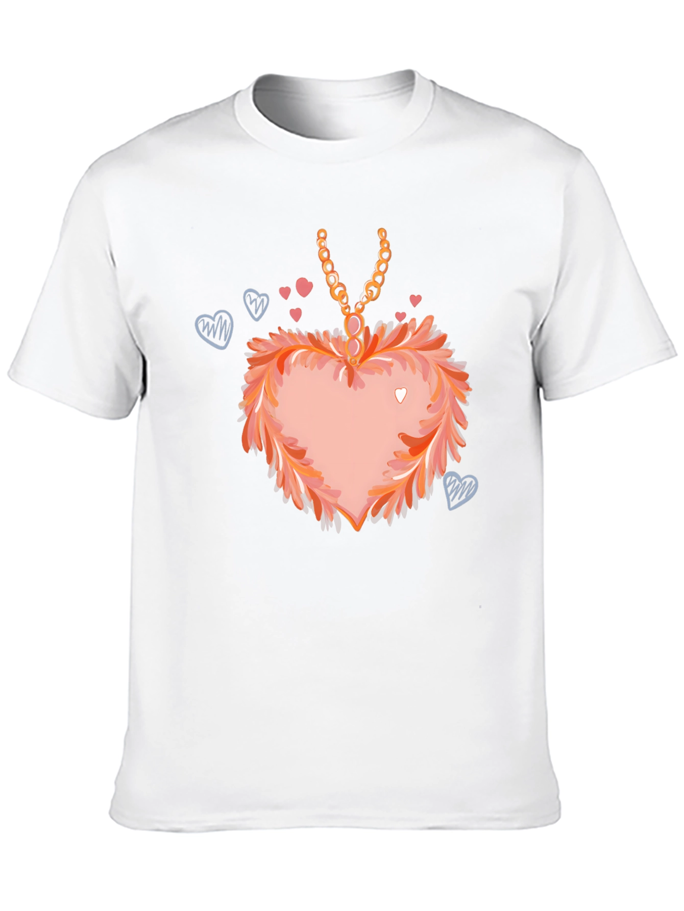 Black Heart Pendant T-Shirt: Fashionable Valentine's Day Apparel view 10